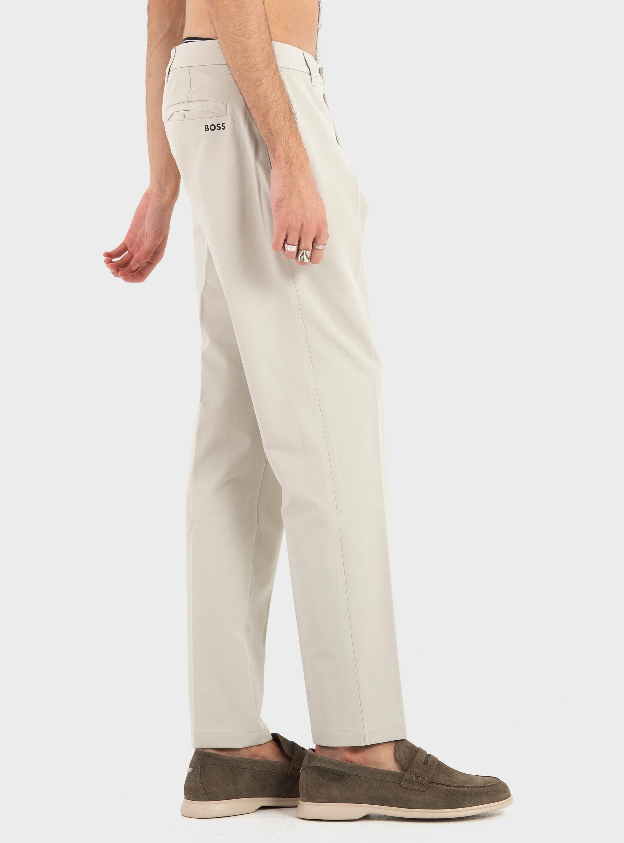 BOSS Tapered-Fit Trousers In Water-Repellent Stretch Fabric TR_Commuter-Tapered - Ecru