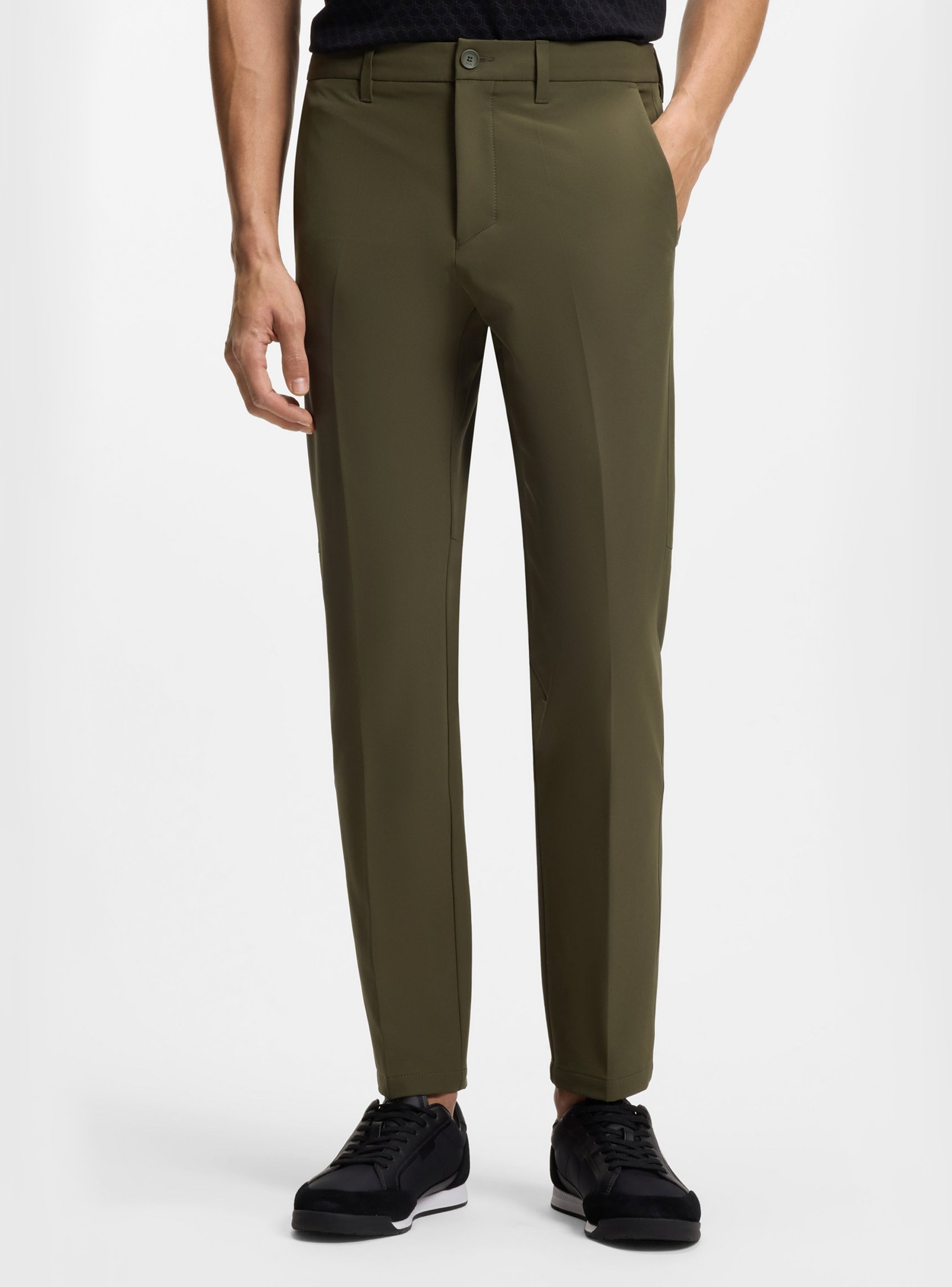 BOSS Regular-Fit Trousers In Water-Repellent Stretch Fabric  T_Commuter-Slim - Light Olive