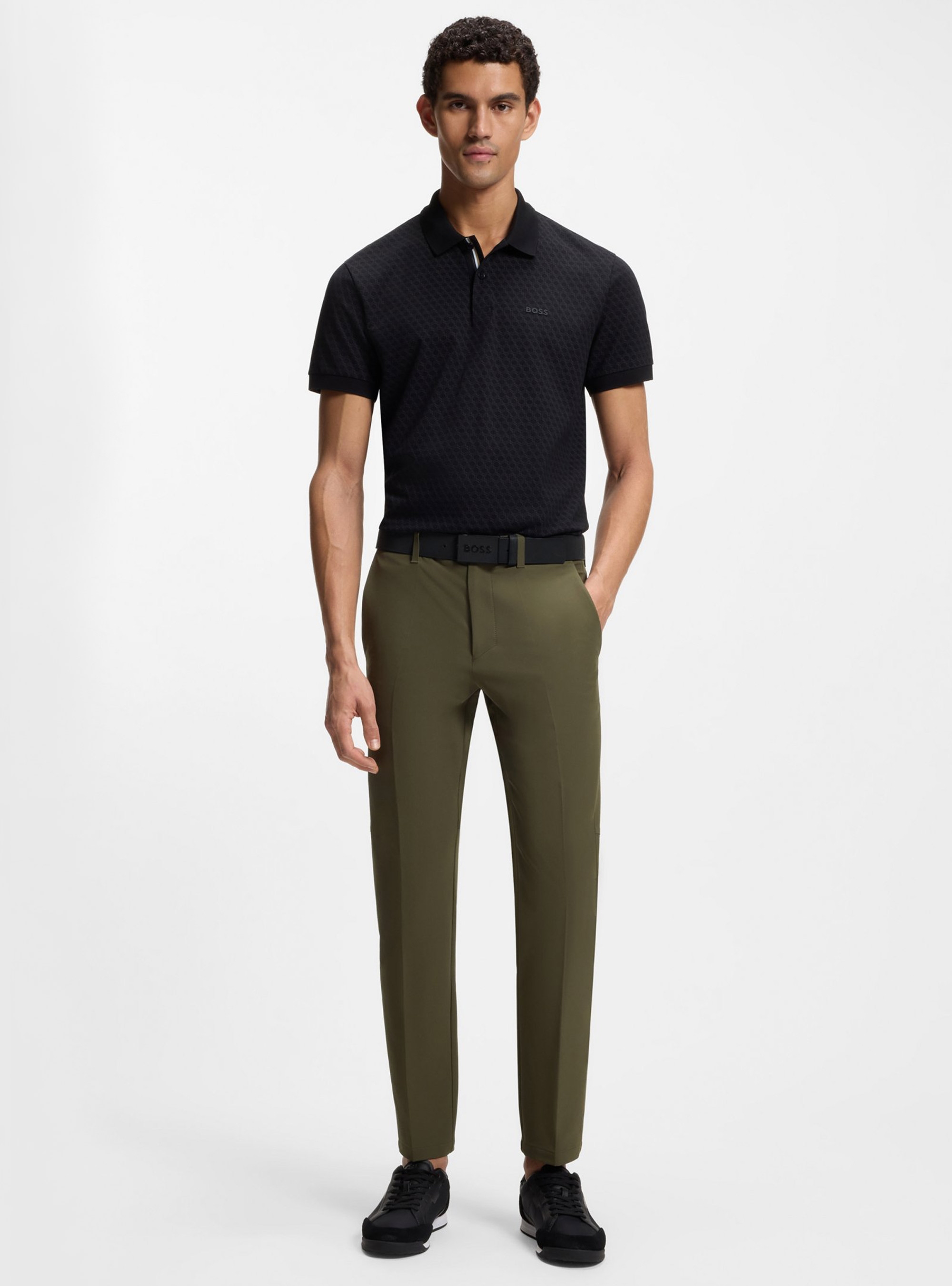 BOSS Regular-Fit Trousers In Water-Repellent Stretch Fabric  T_Commuter-Slim - Light Olive