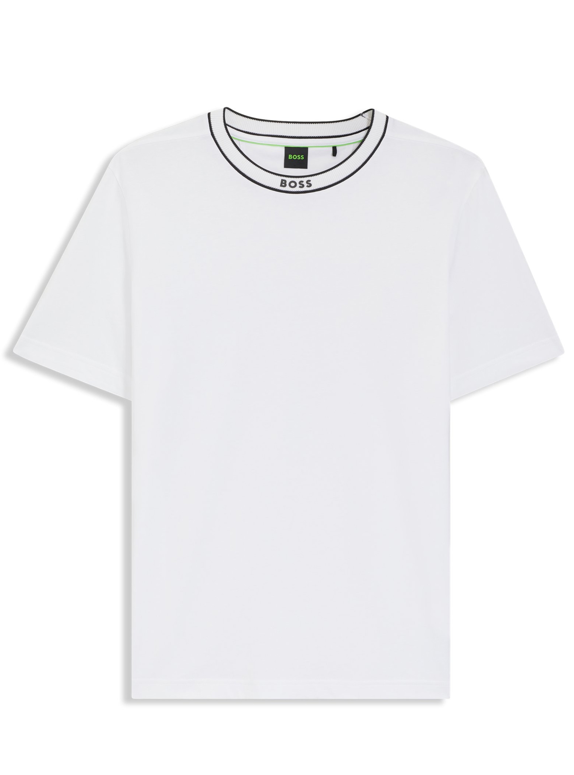 BOSS Cotton T-Shirt With Sporty Contrast Stripes Tee 5 - White