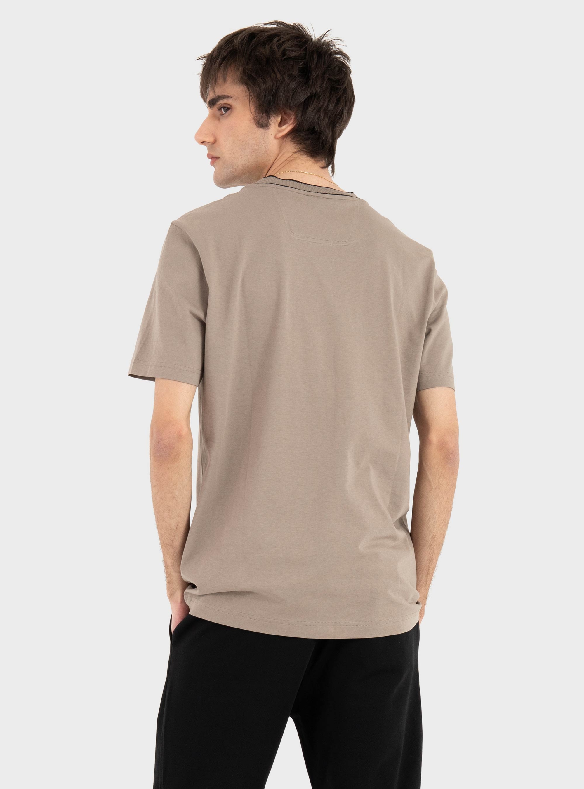BOSS Cotton T-Shirt With Sporty Contrast Stripes Tee 5 - Light Green