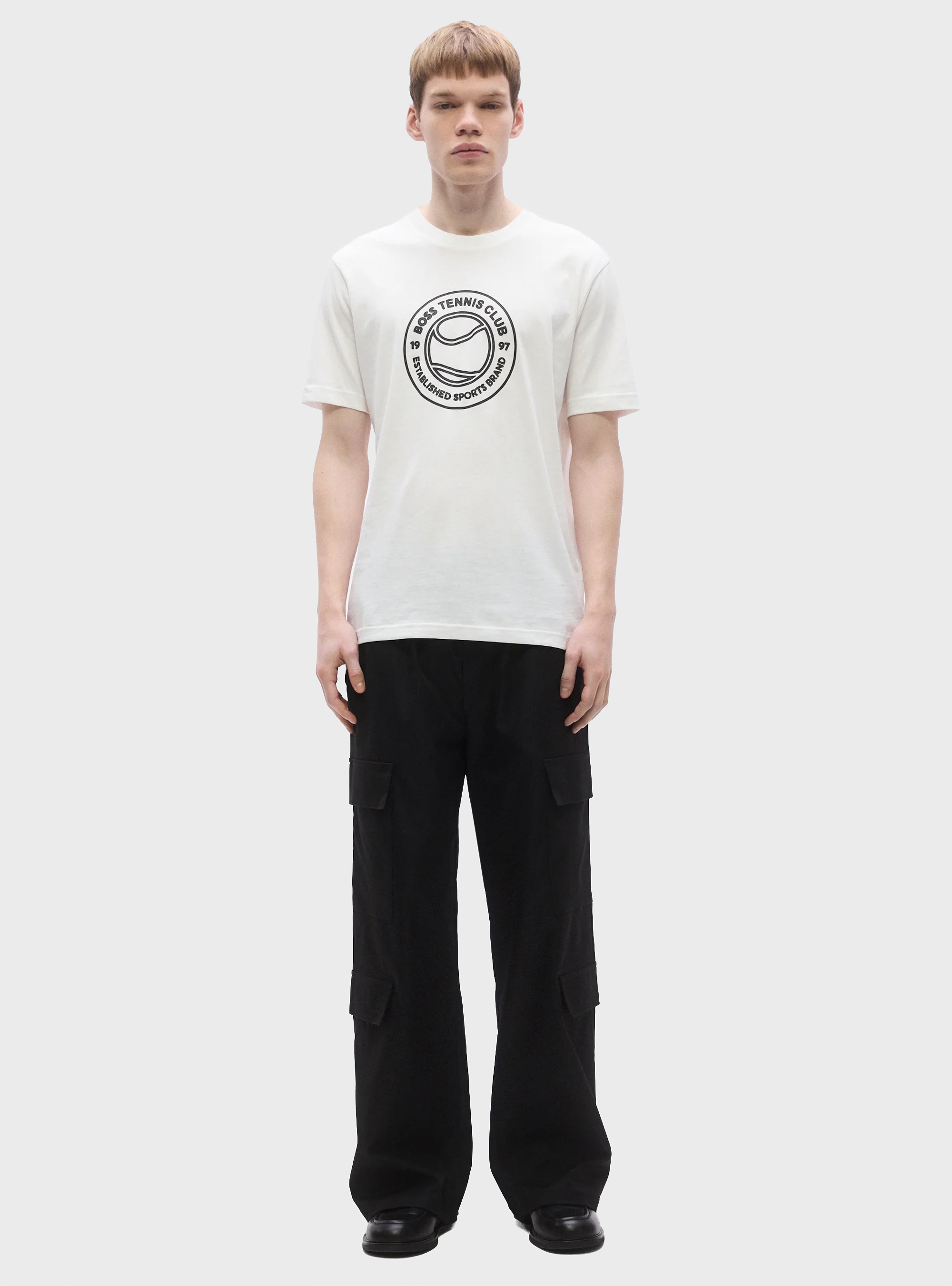 BOSS Cotton-Jersey T-Shirt With Tennis-Themed Artwork TS_Join Logo - White