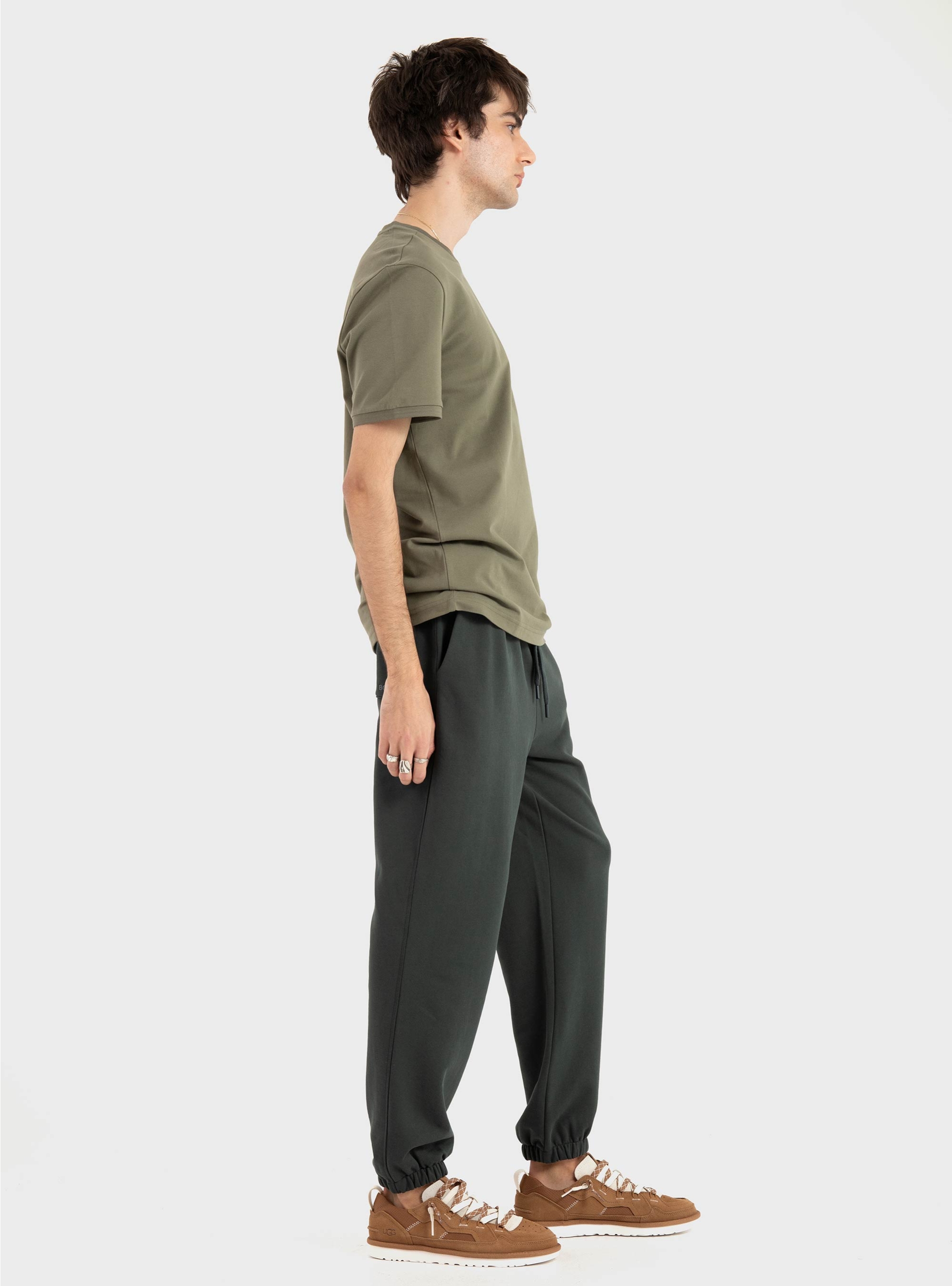 BOSS Stretch-Cotton T-Shirt With Stripes And Logo  Taul - Olive 