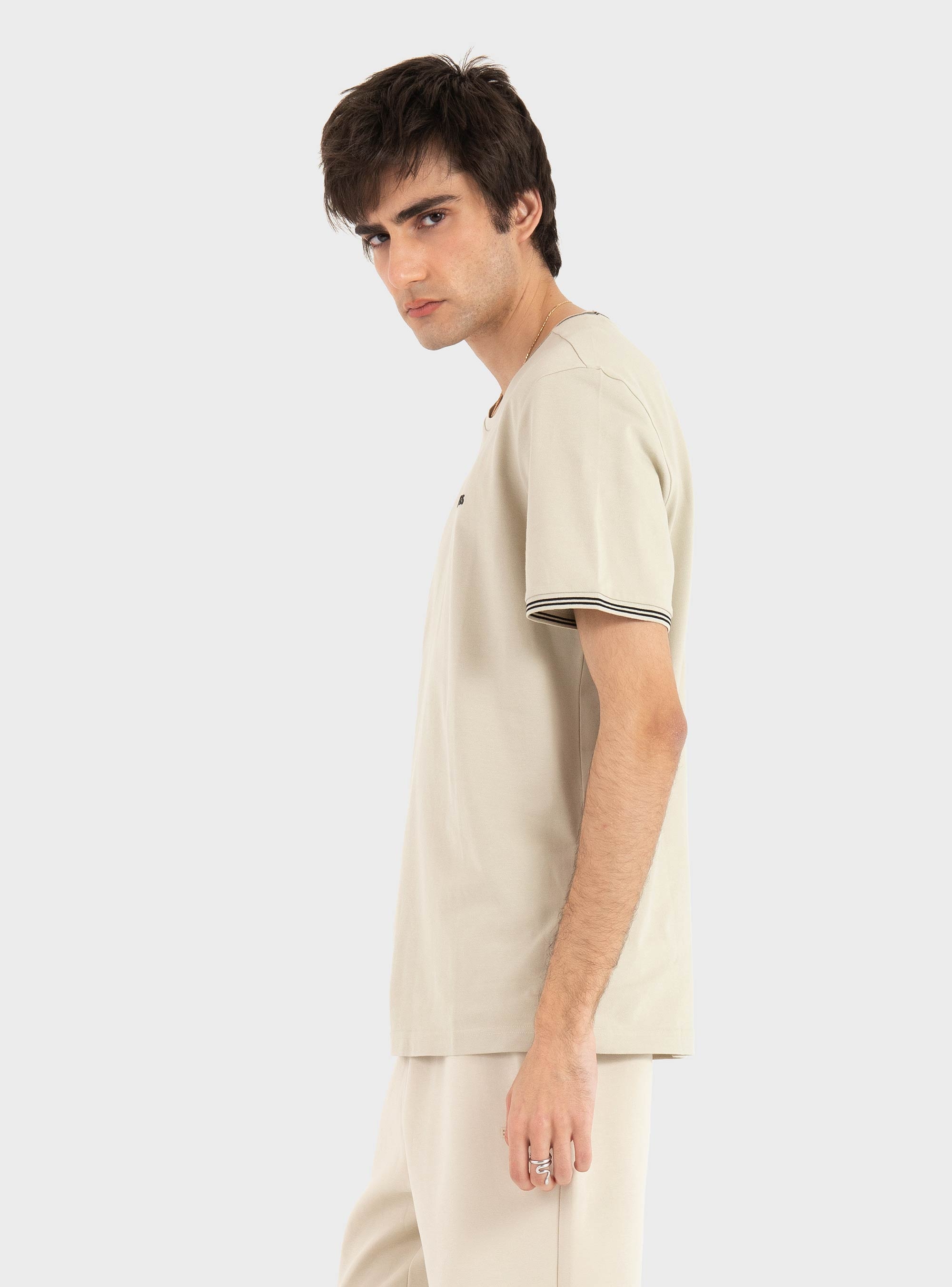 BOSS Stretch-Cotton T-Shirt With Stripes And Logo  Taul - Light Beige