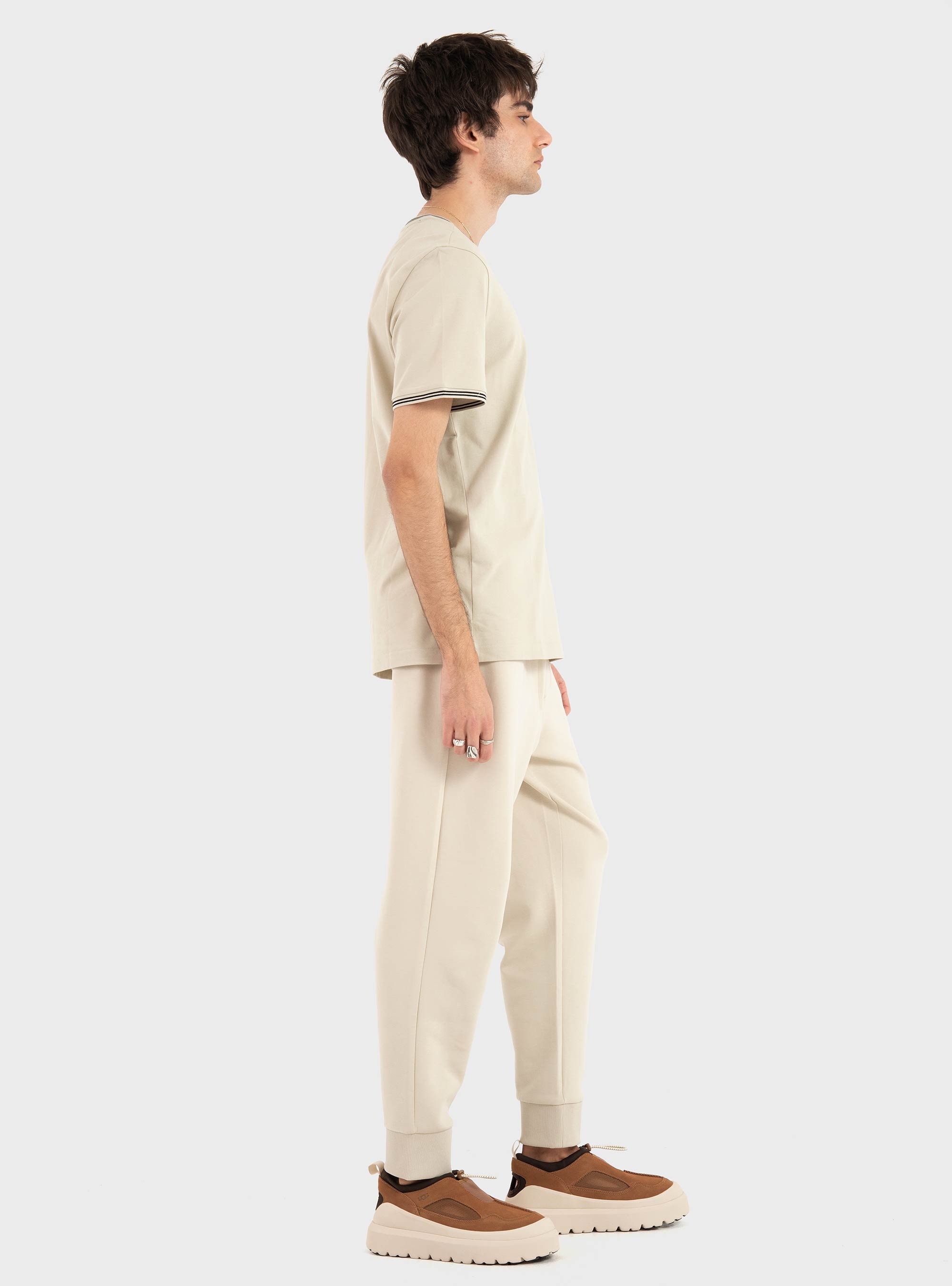 BOSS Stretch-Cotton T-Shirt With Stripes And Logo  Taul - Light Beige