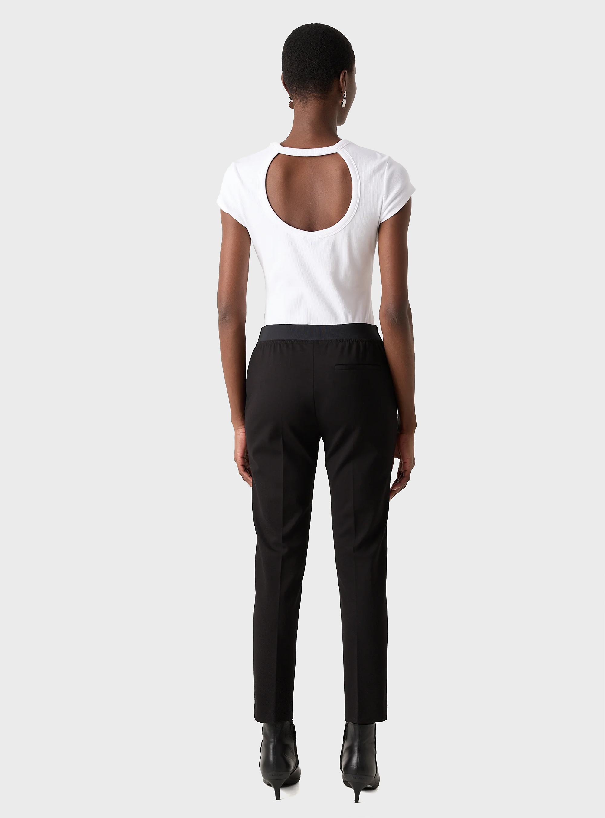 BOSS Slim-Fit Trousers In Stretch Jersey Tapria-Crop - Black
