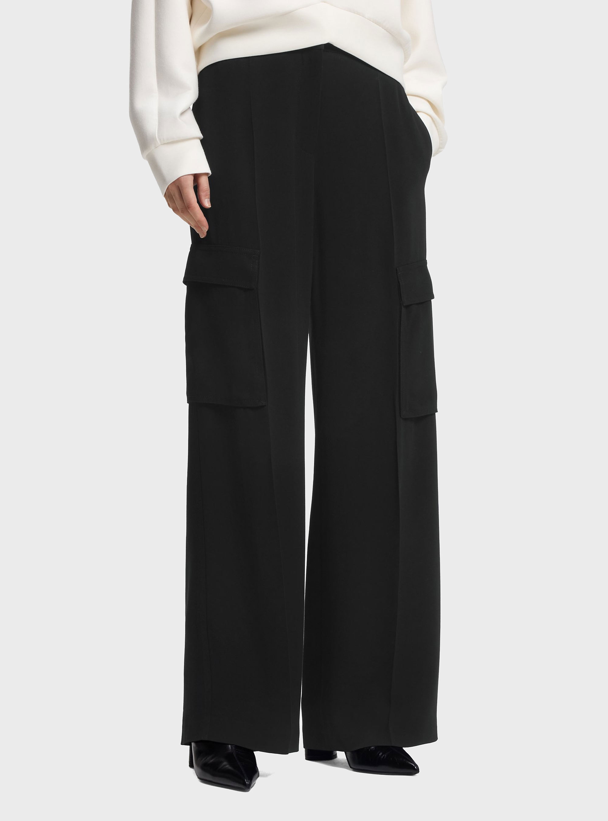 BOSS Regular-Fit Trousers In Crepe With Cargo Pockets  Tianamia1 - Black