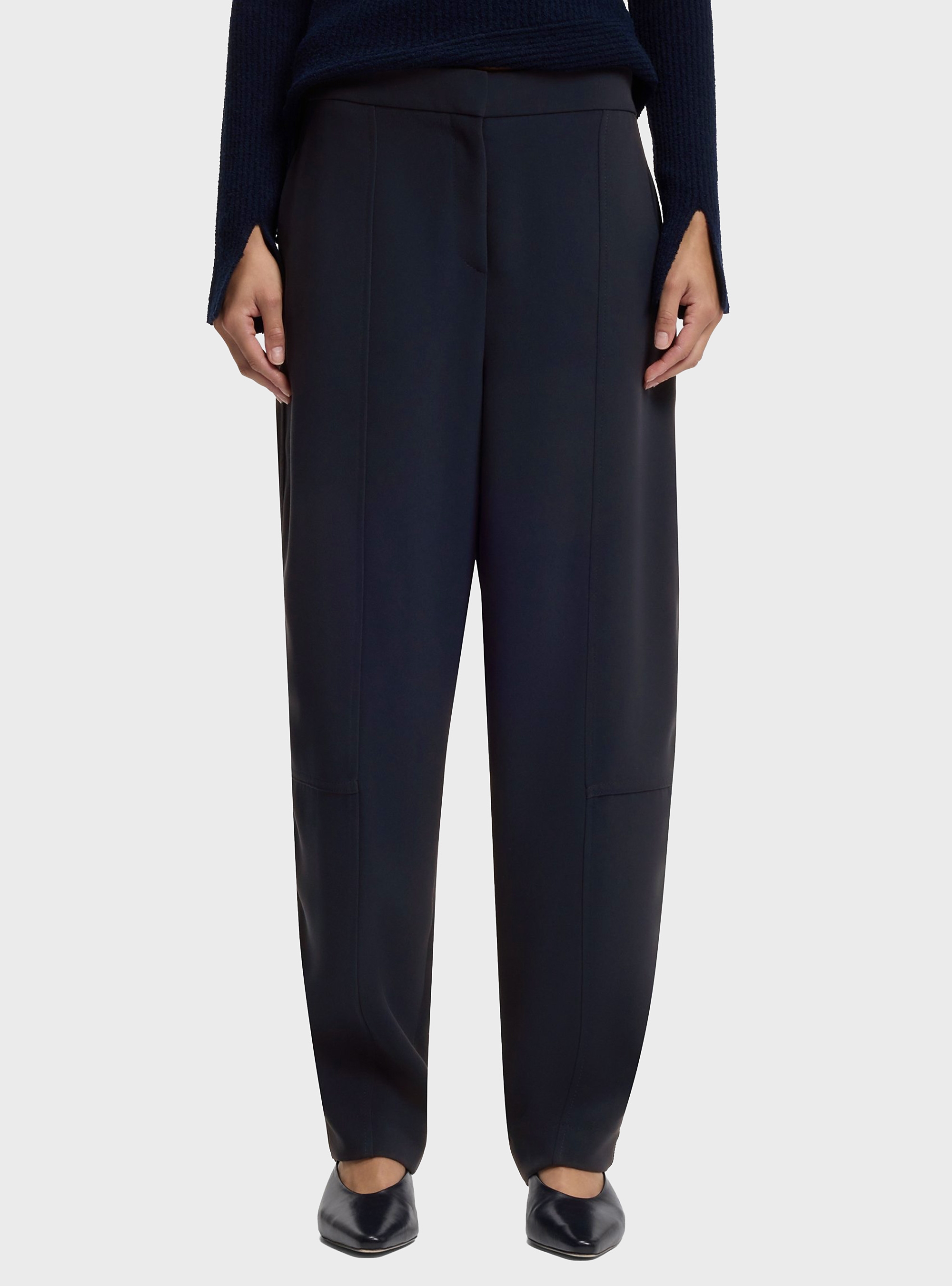 BOSS Relaxed-Fit Trousers In Wrinkle-Resistant Crepe Tolda - Dark Blue