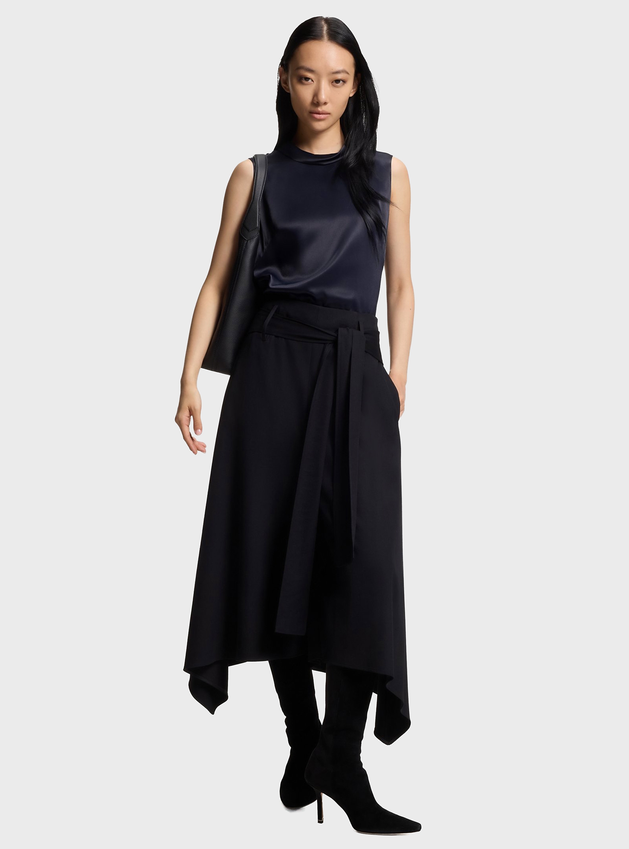 BOSS Sleeveless Sateen Top With Keyhole Rear Closure Baurina - Dark Blue