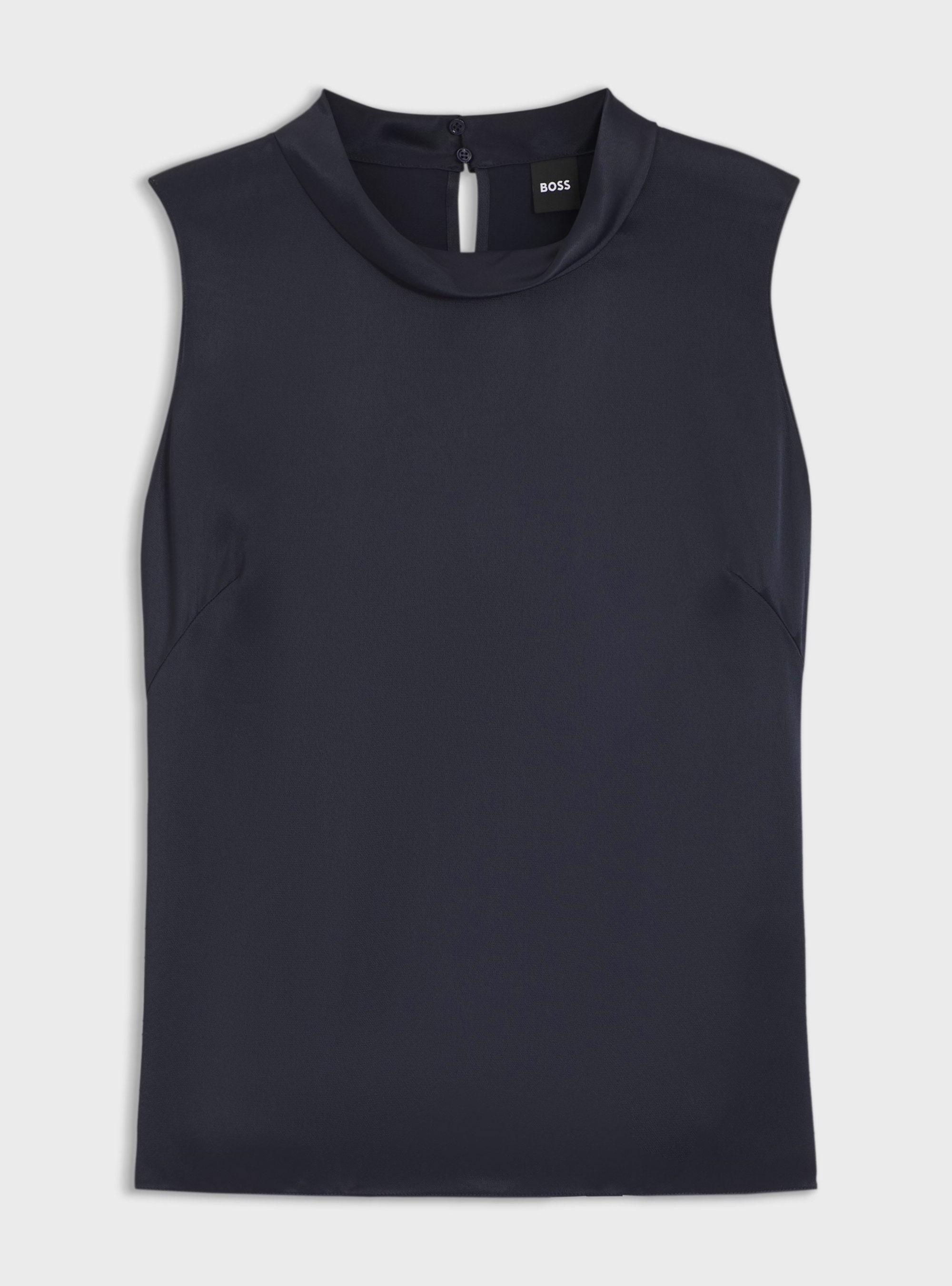 BOSS Sleeveless Sateen Top With Keyhole Rear Closure Baurina - Dark Blue