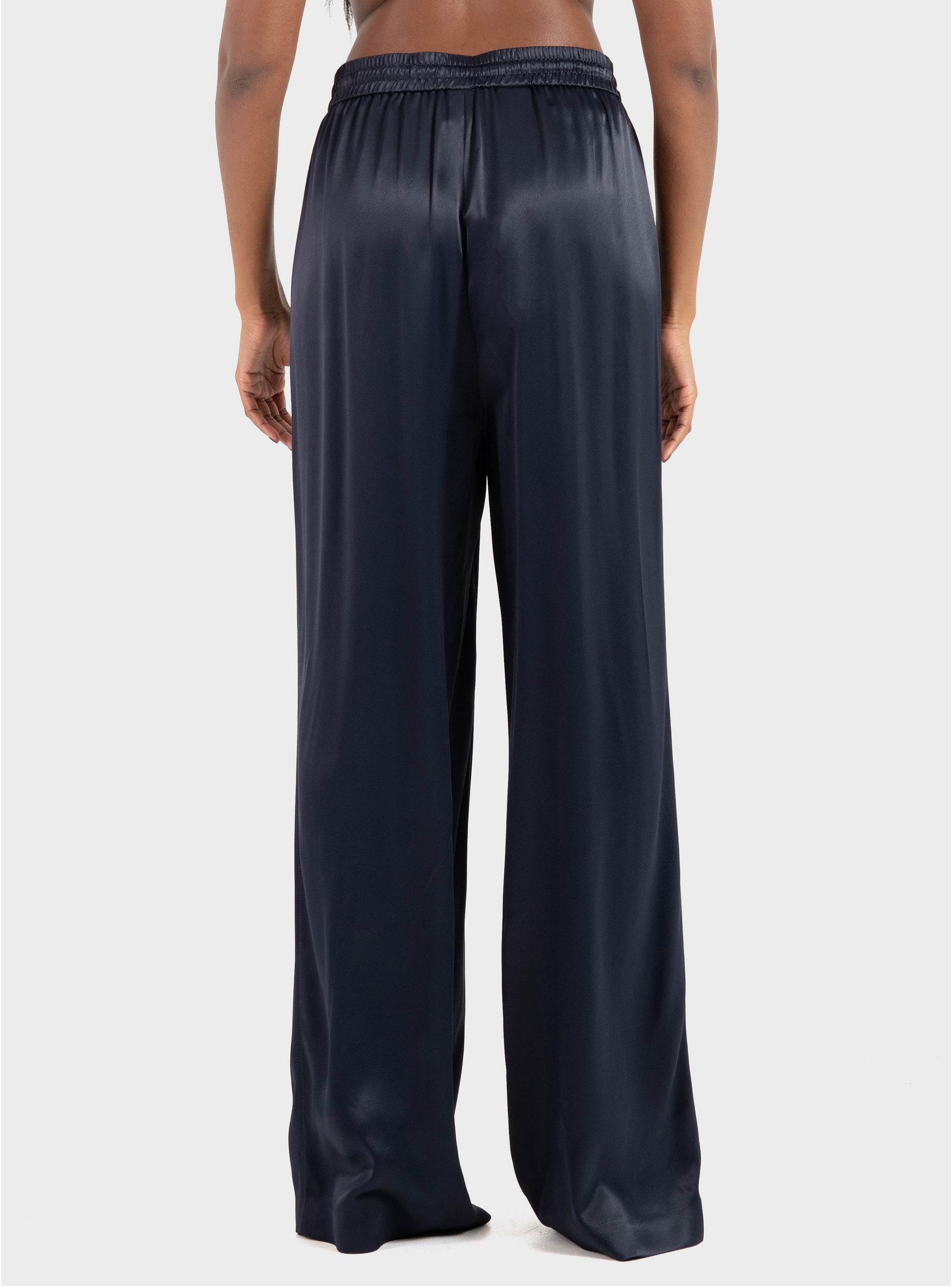 BOSS Extra-Long Relaxed-Fit Trousers In Satin Tavati - Dark Blue