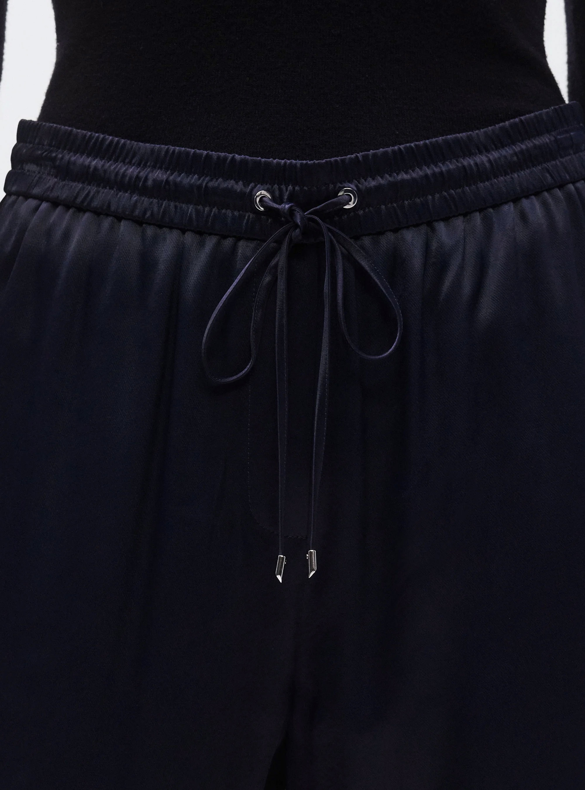 BOSS Extra-Long Relaxed-Fit Trousers In Satin Tavati - Dark Blue