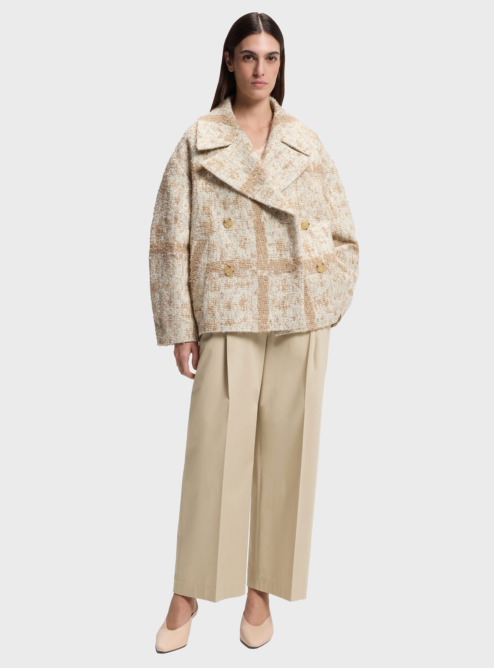 BOSS Relaxed-Fit Culottes In Stretch Cotton Tulotta - Beige