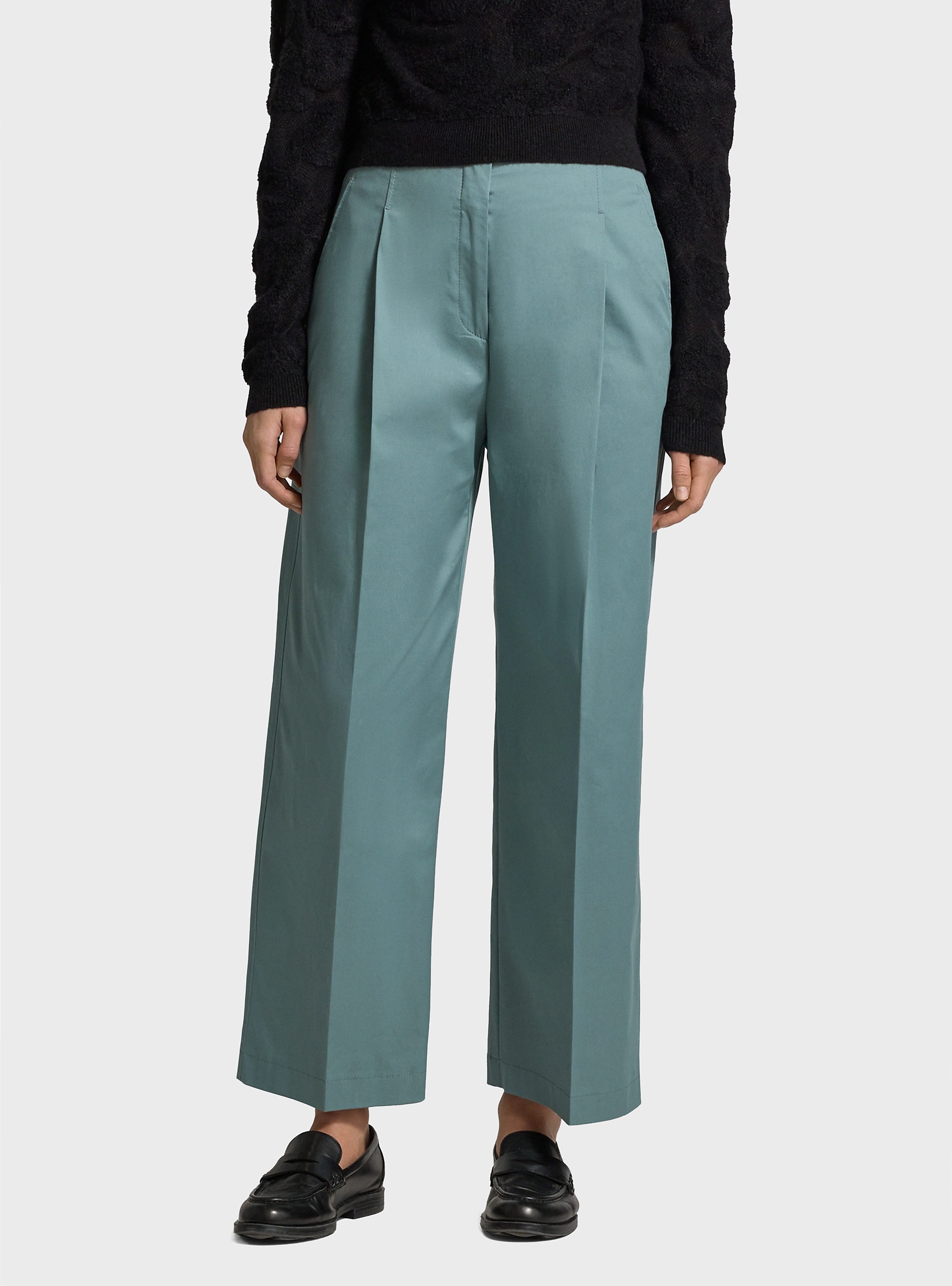 BOSS Relaxed-Fit Culottes In Stretch Cotton Tulotta - Petrol