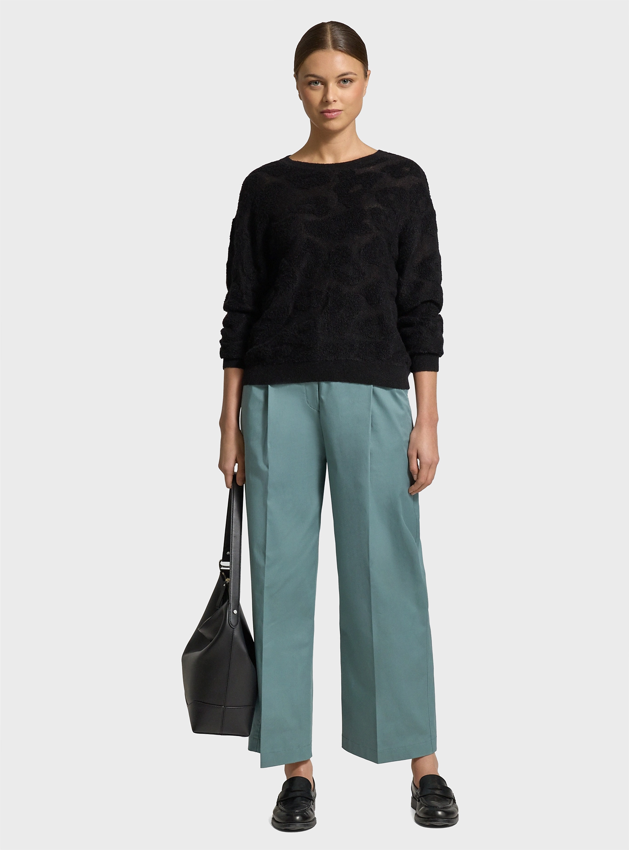 BOSS Relaxed-Fit Culottes In Stretch Cotton Tulotta - Petrol