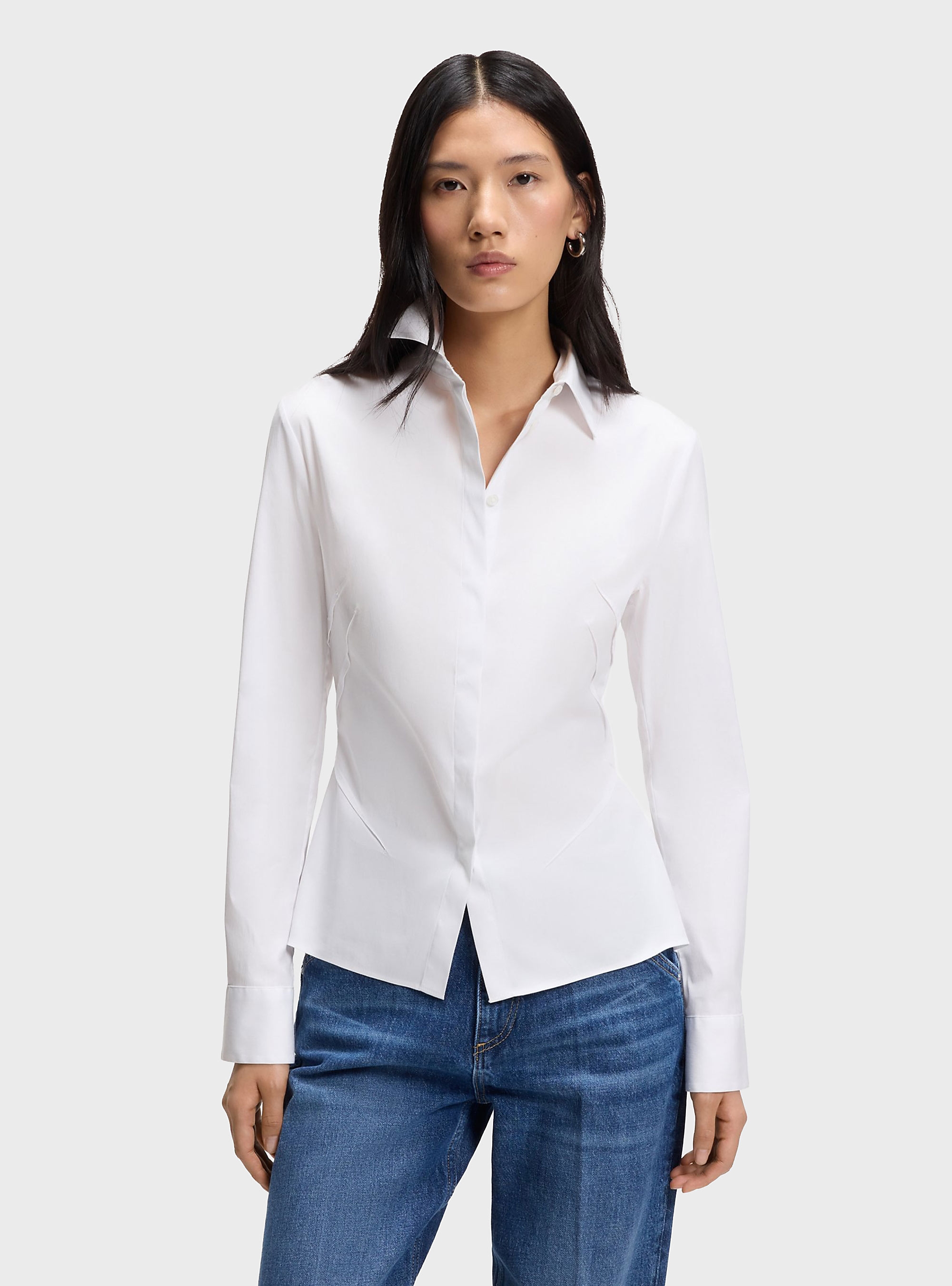 BOSS Slim-Fit Shirt In Easy-Iron Cotton-Blend Poplin  Burbel - White