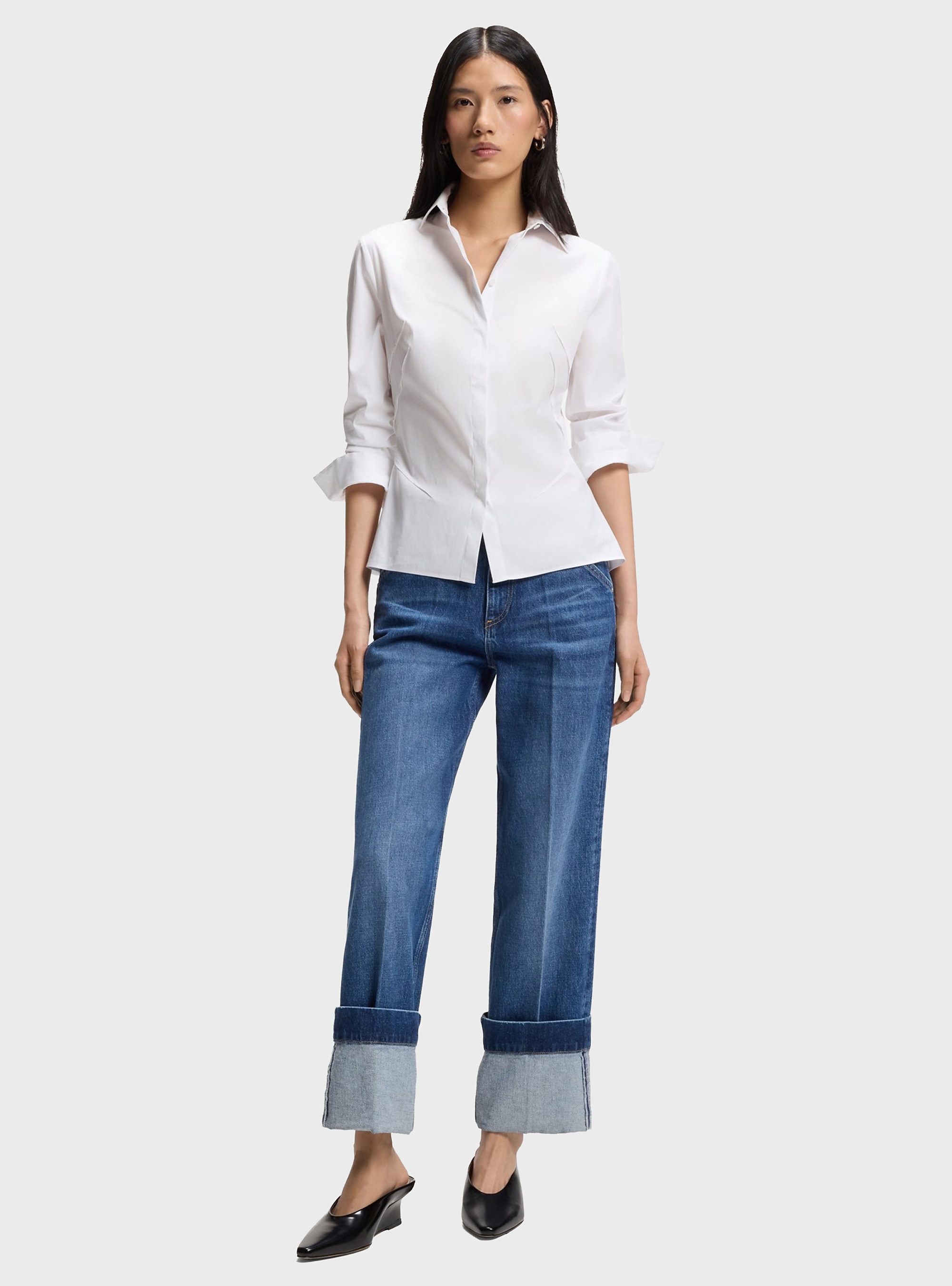 BOSS Slim-Fit Shirt In Easy-Iron Cotton-Blend Poplin  Burbel - White