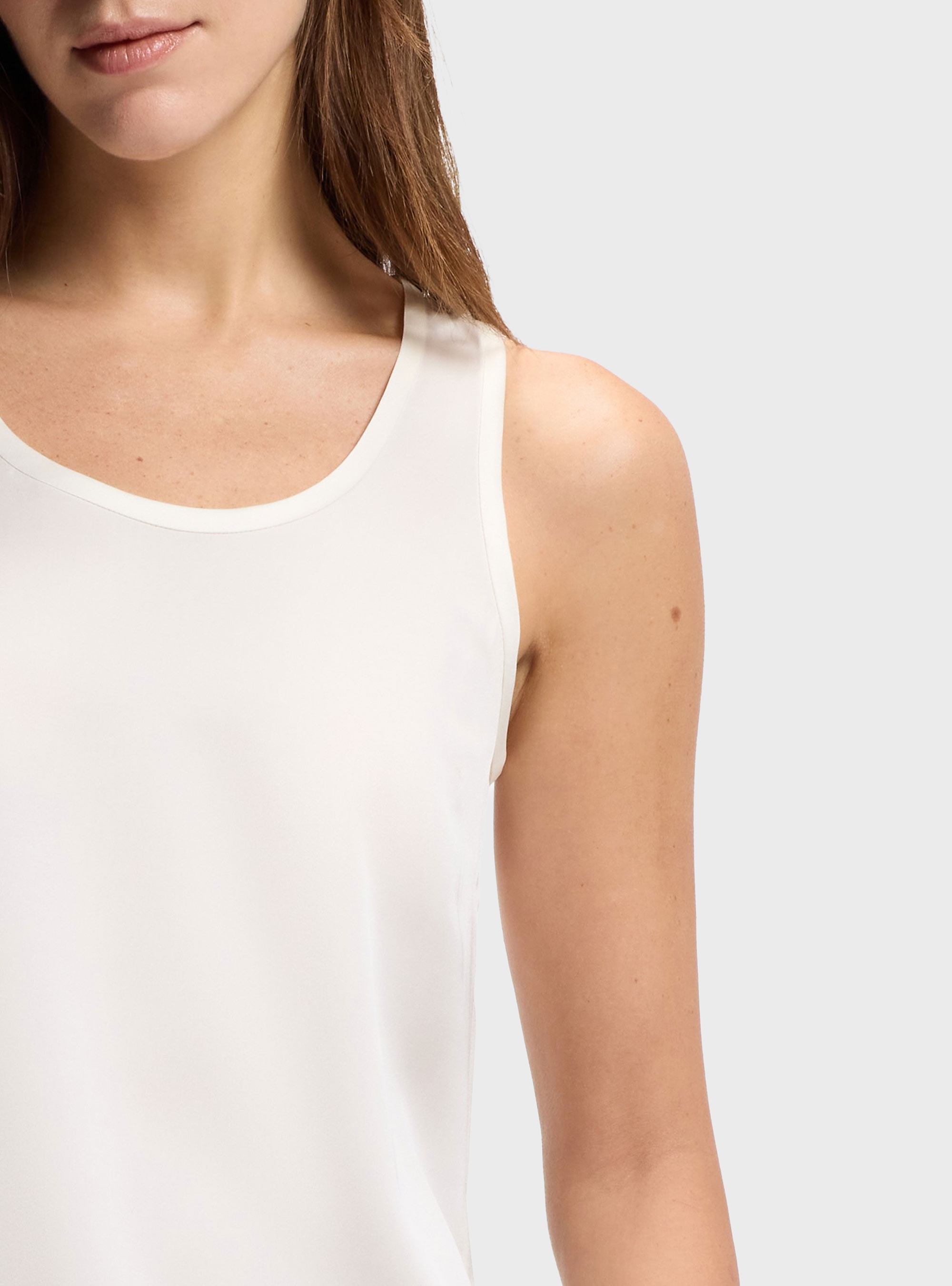 BOSS Sleeveless Top In Stretch Silk  Bettyna - Off White