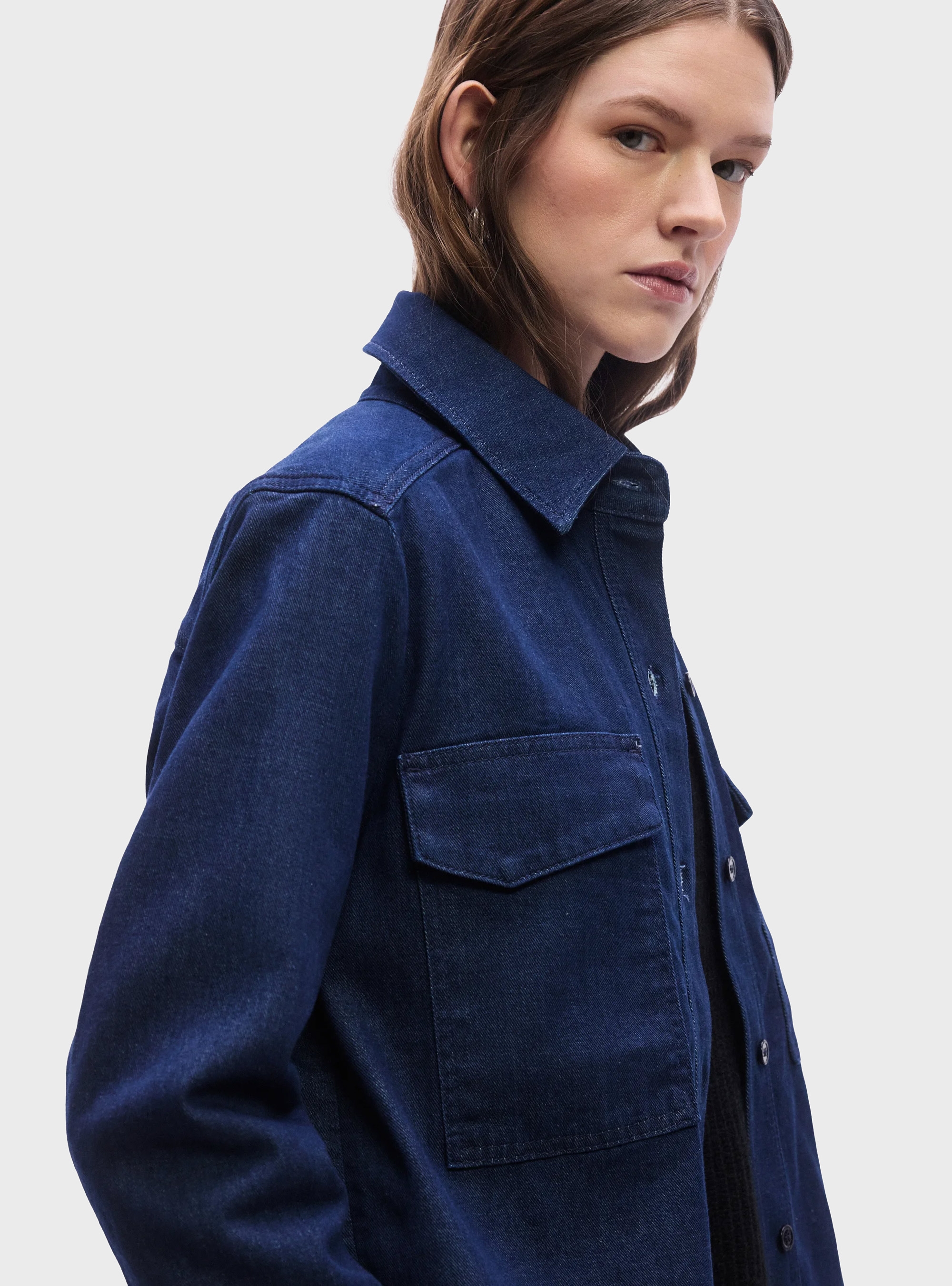 BOSS Regular Fit Shirt In Italian Stretch Denim ALOSYNE - Dark Blue
