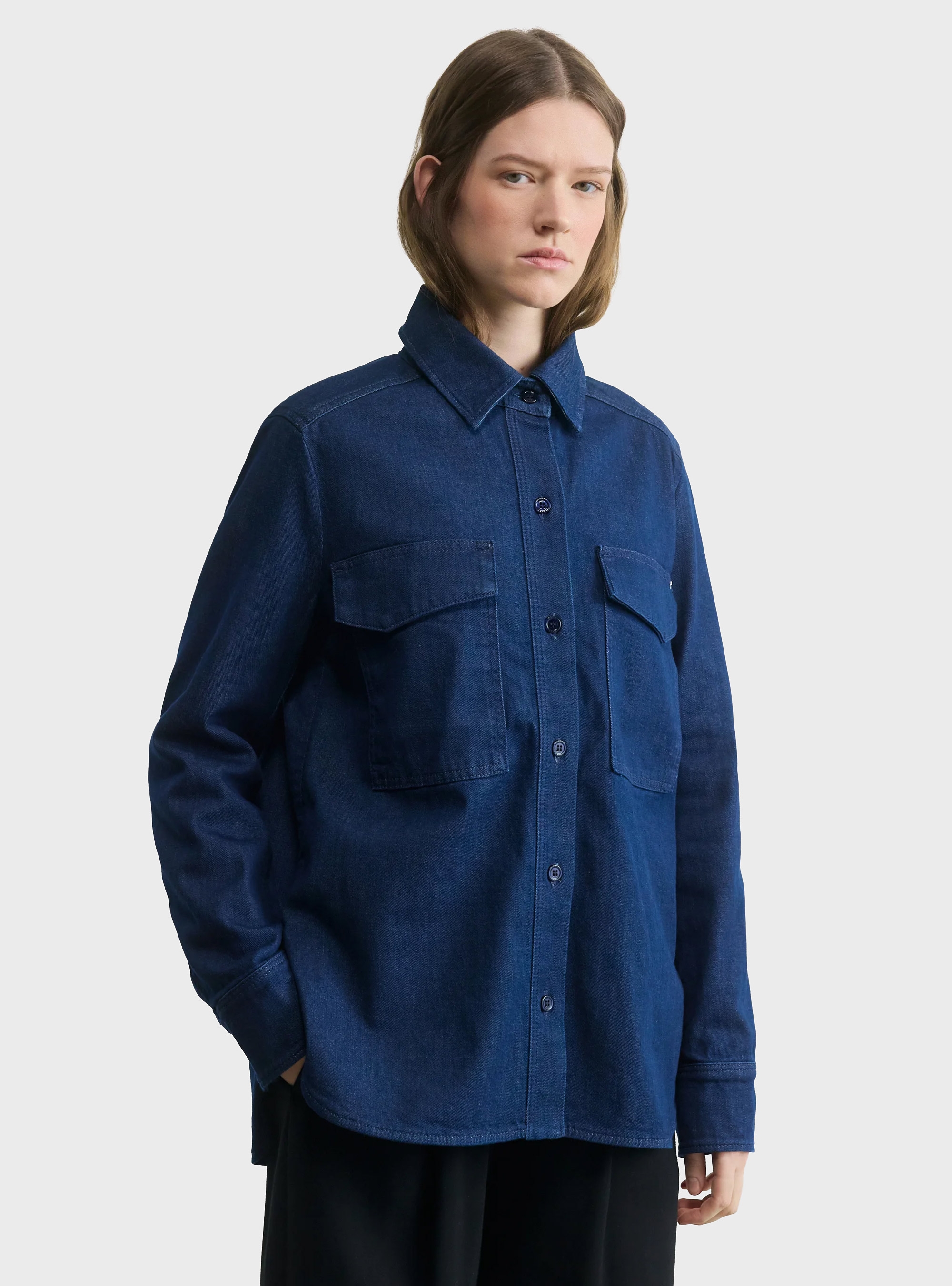BOSS Regular Fit Shirt In Italian Stretch Denim ALOSYNE - Dark Blue
