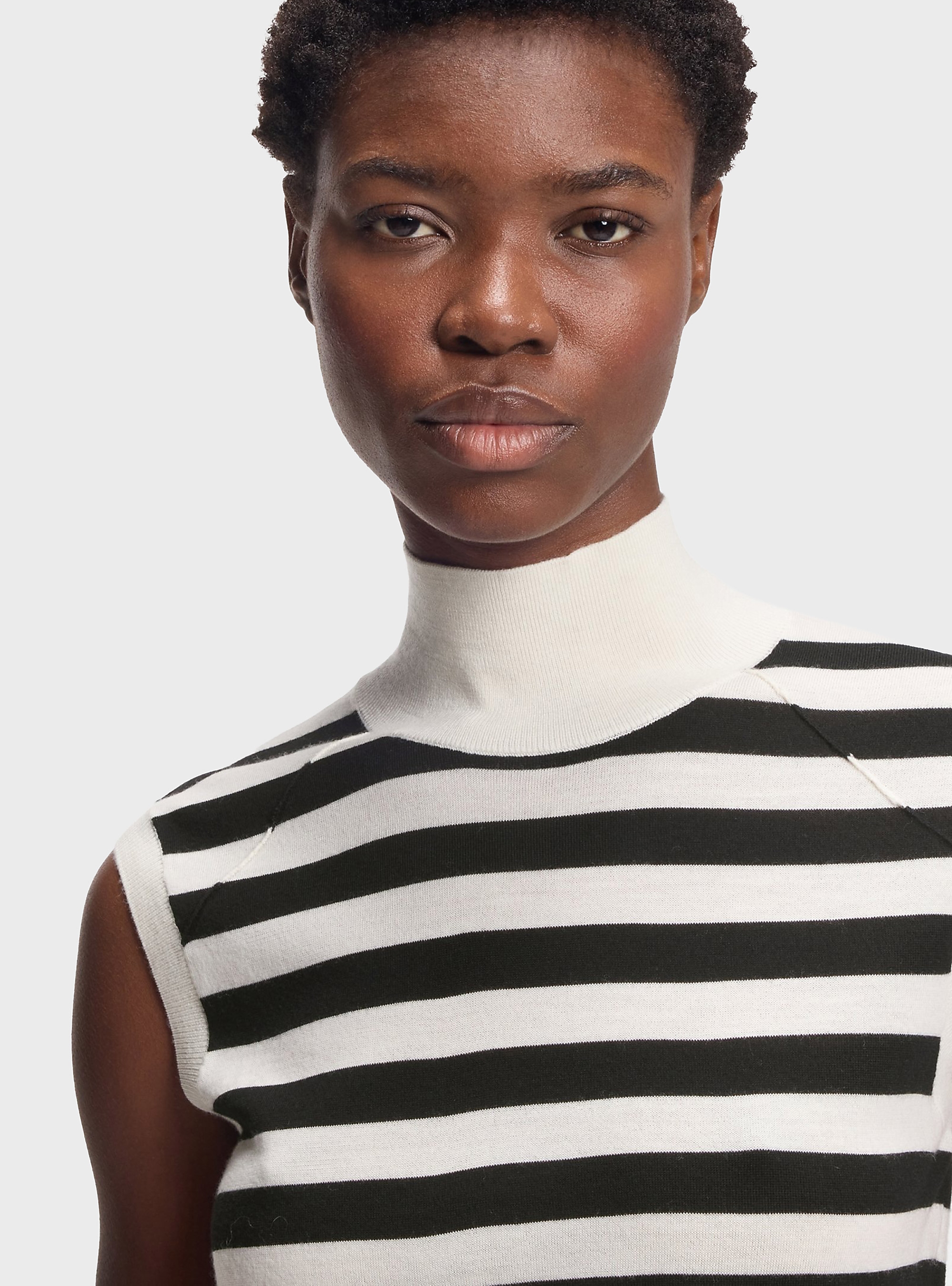 BOSS Sleeveless Top In Merino Wool With Mock Neckline  Fipini - Ecru