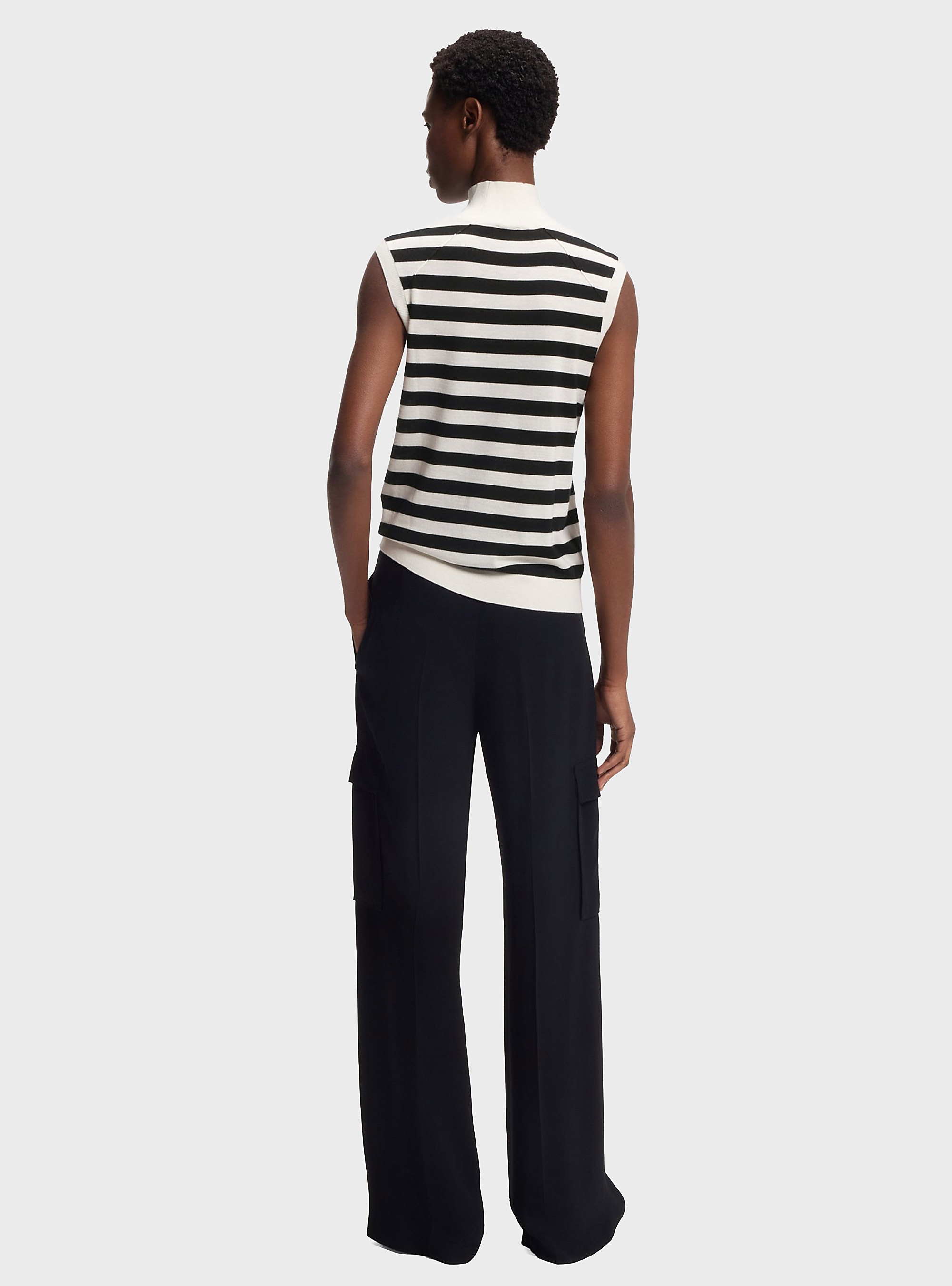 BOSS Sleeveless Top In Merino Wool With Mock Neckline  Fipini - Ecru