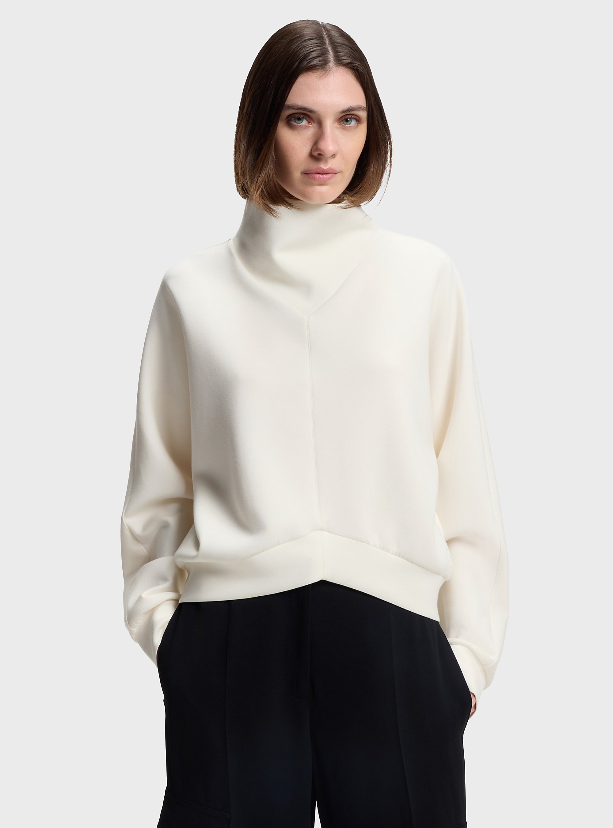 BOSS Loose-Fit Sweatshirt With Draped Funnel Neck  Elesya - Off White