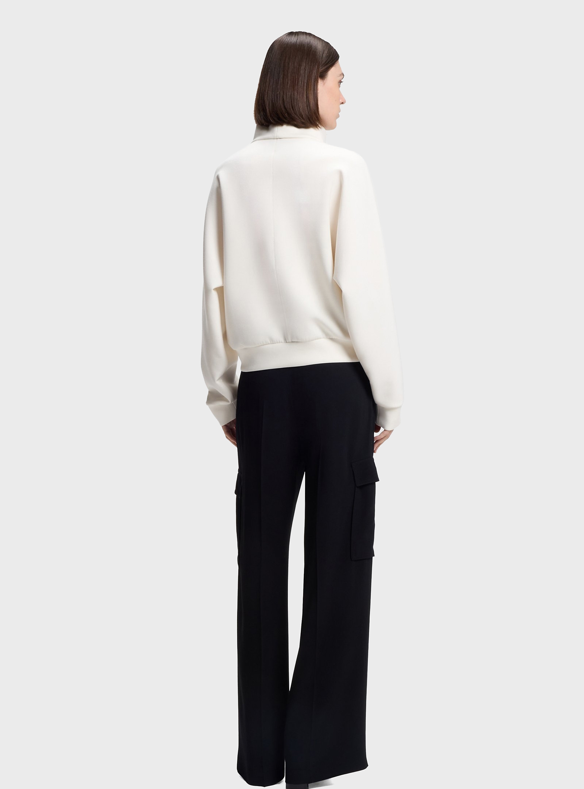 BOSS Loose-Fit Sweatshirt With Draped Funnel Neck  Elesya - Off White