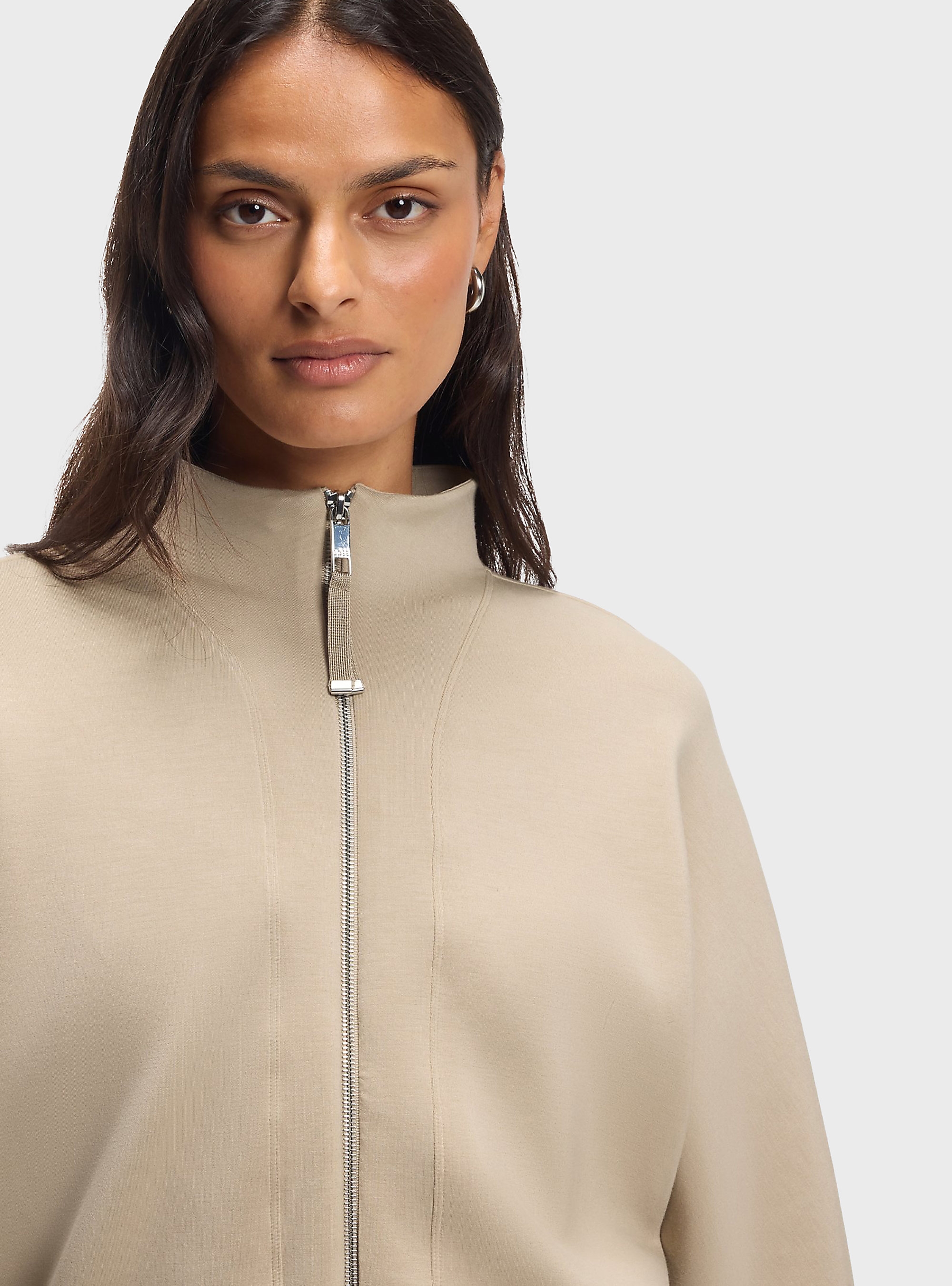BOSS Loose-Fit Bomber Jacket In Stretch Jersey Ebesya - Beige