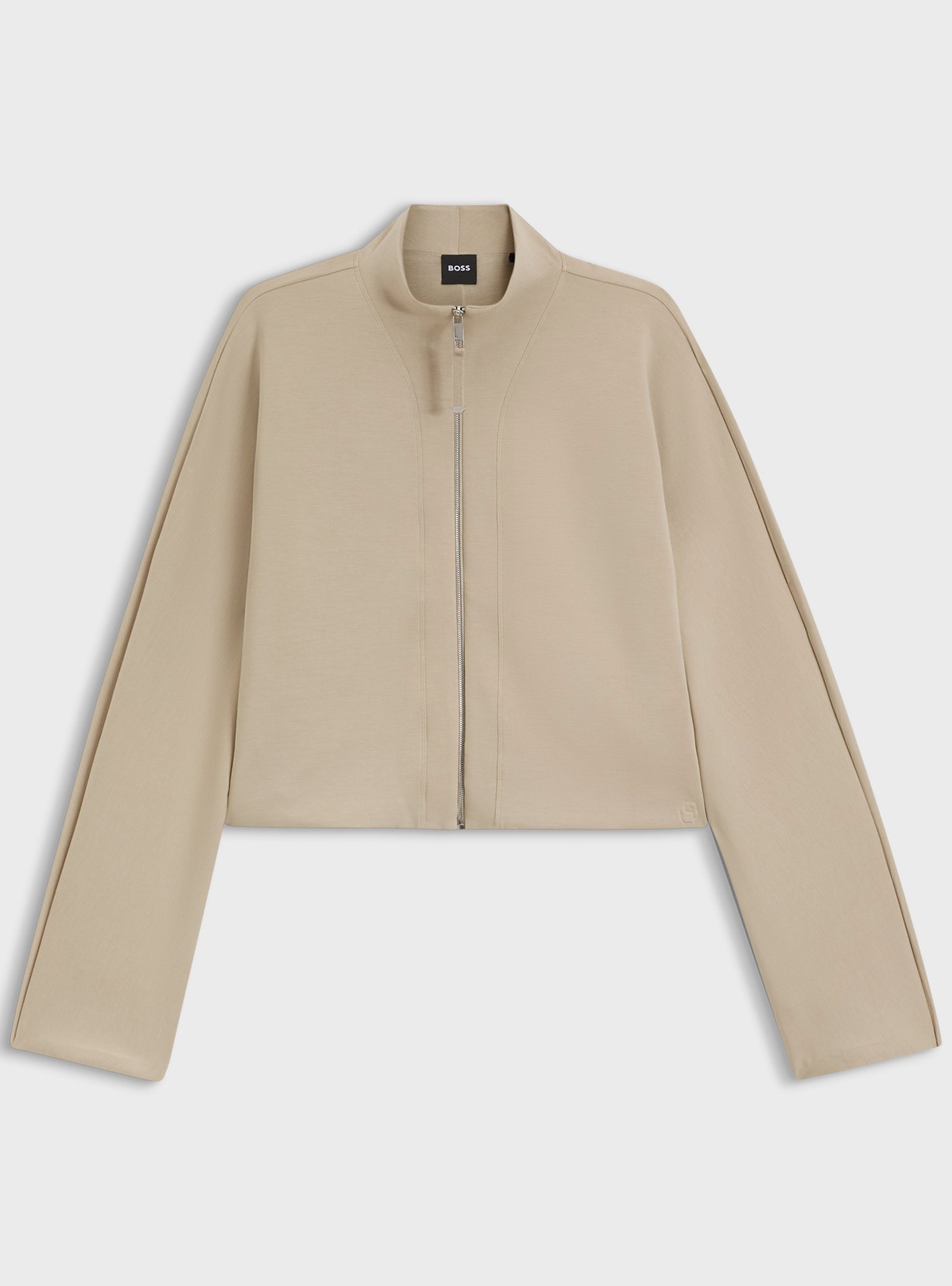 BOSS Loose-Fit Bomber Jacket In Stretch Jersey Ebesya - Beige