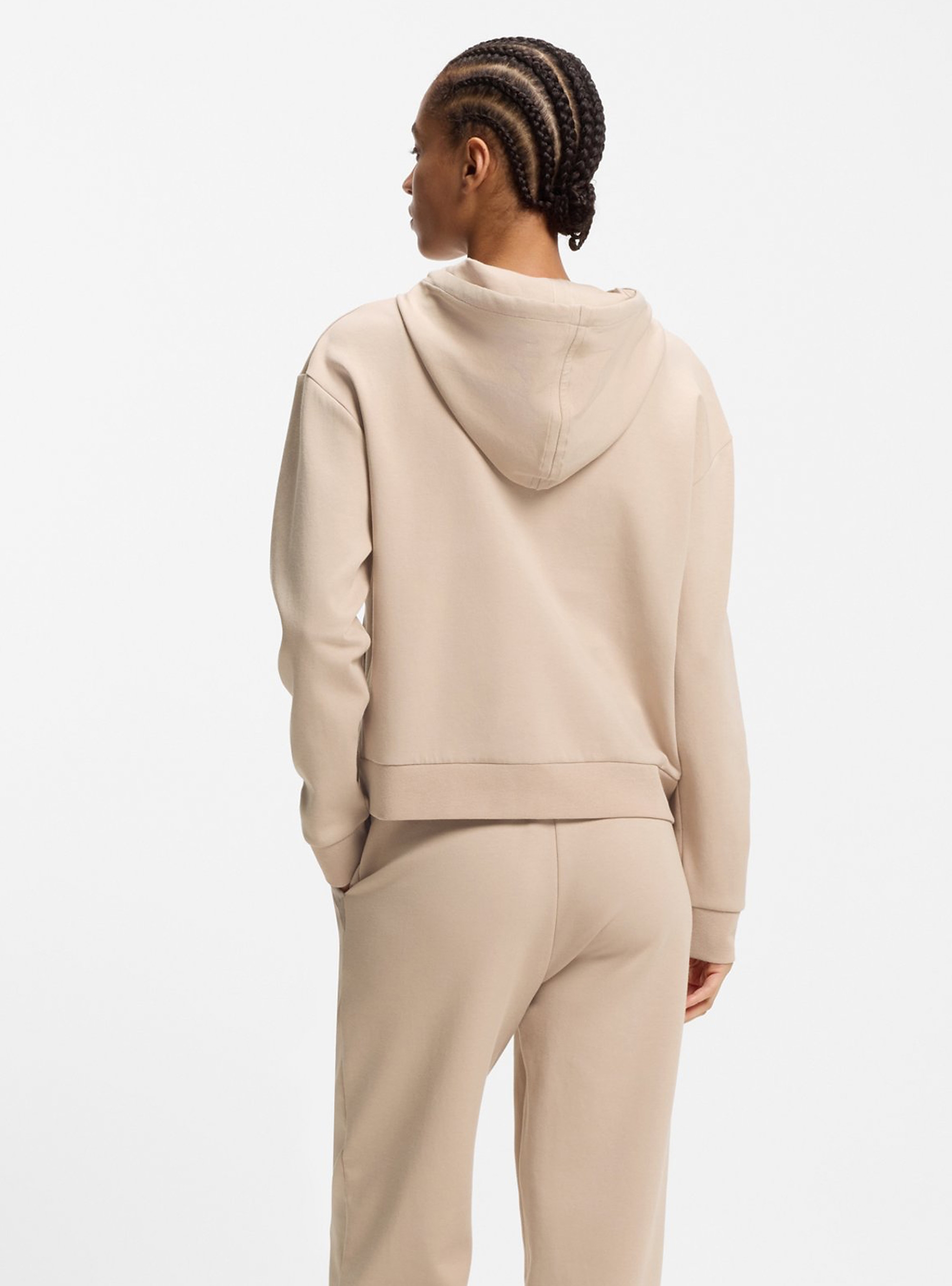 BOSS Cotton-Blend Zip-Up Hoodie With Double B Monogram  Shiny B_Jacket H. - Light Salmon