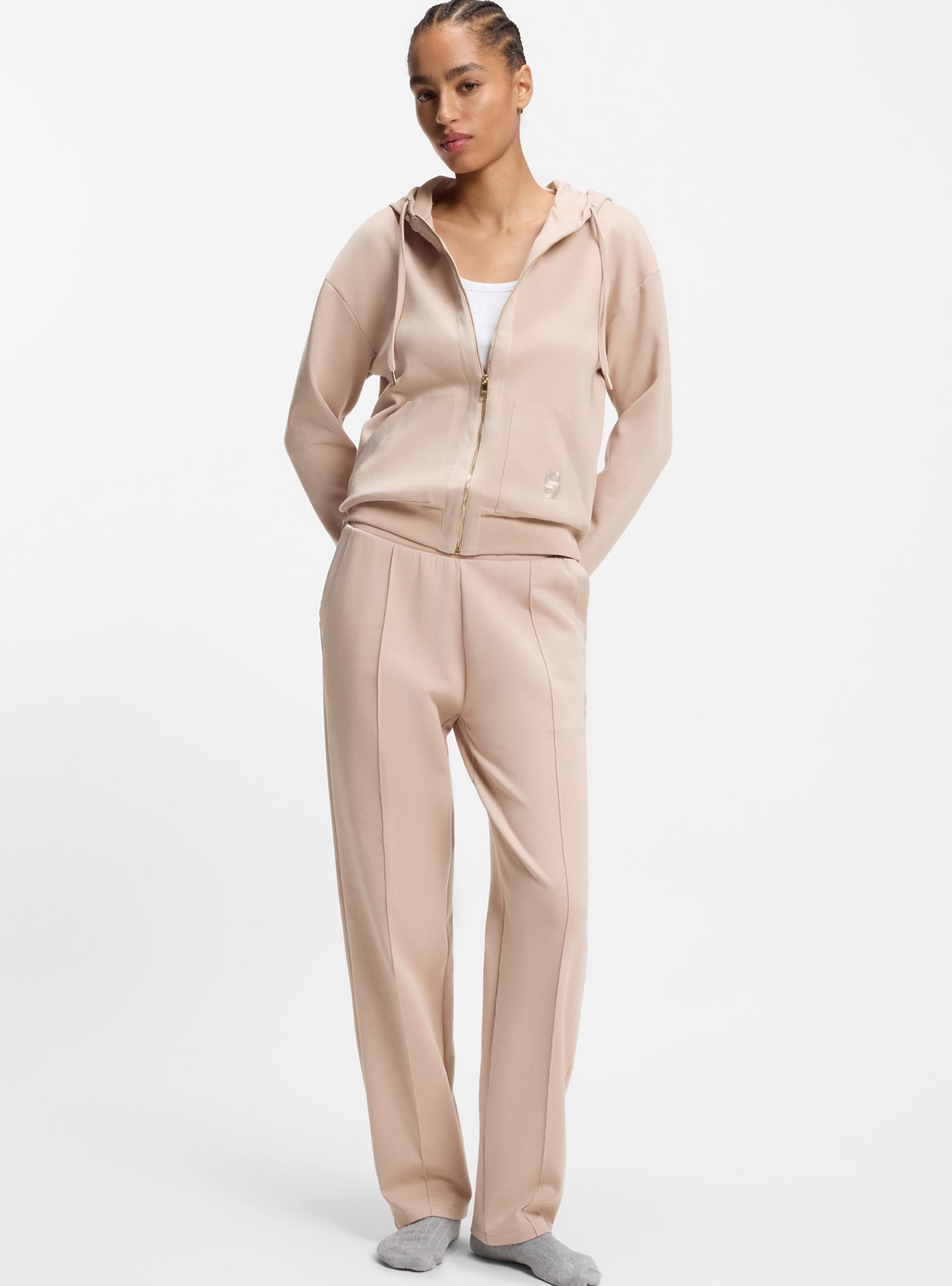 BOSS Cotton-Blend Tracksuit Bottoms With Double B Monogram  Shiny B_Pants - Light Salmon