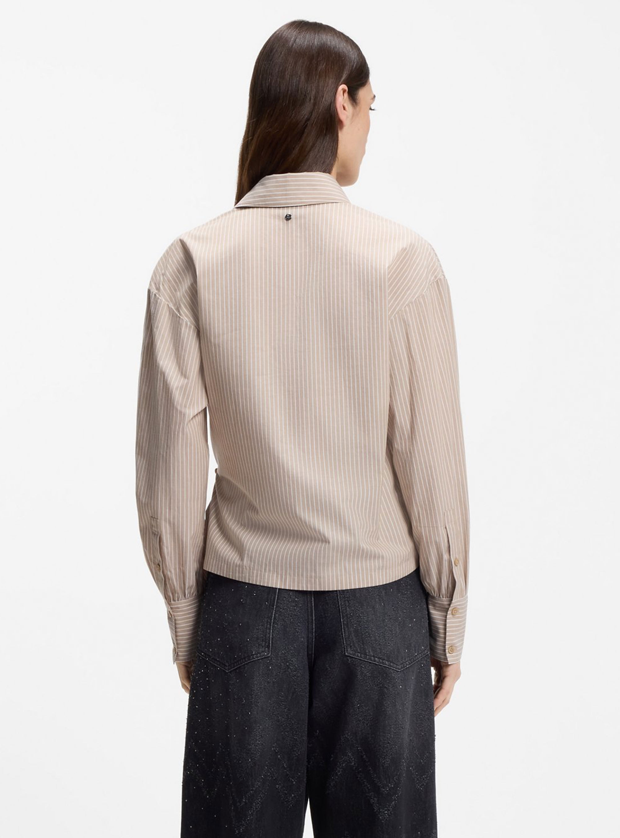 BOSS Regular-Fit Shirt In Striped Cotton Canvas  C_Brapen - Beige