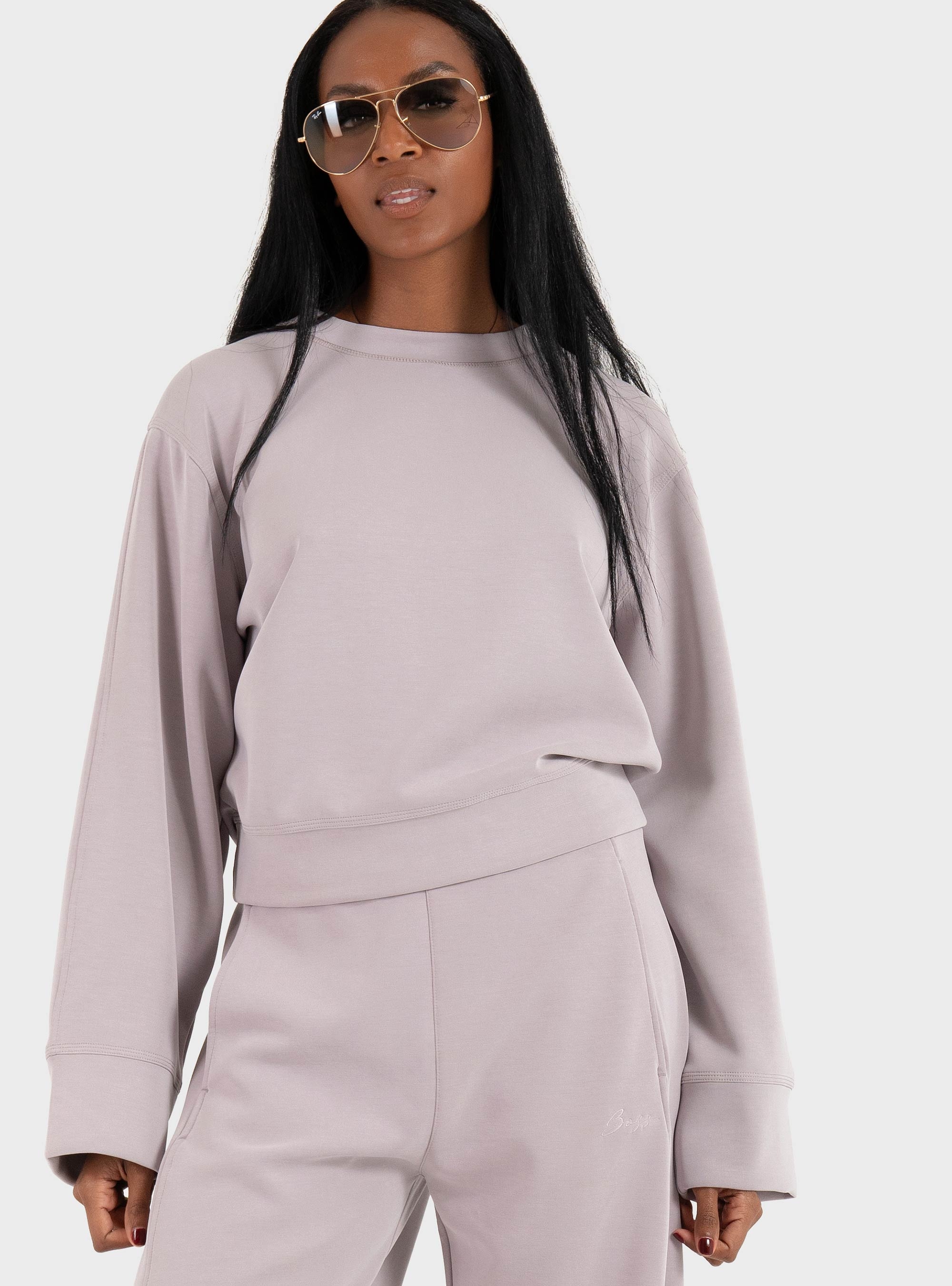 BOSS Relaxed-Fit Sweatshirt With Logo Embroidery  C_Exandra - Lilac