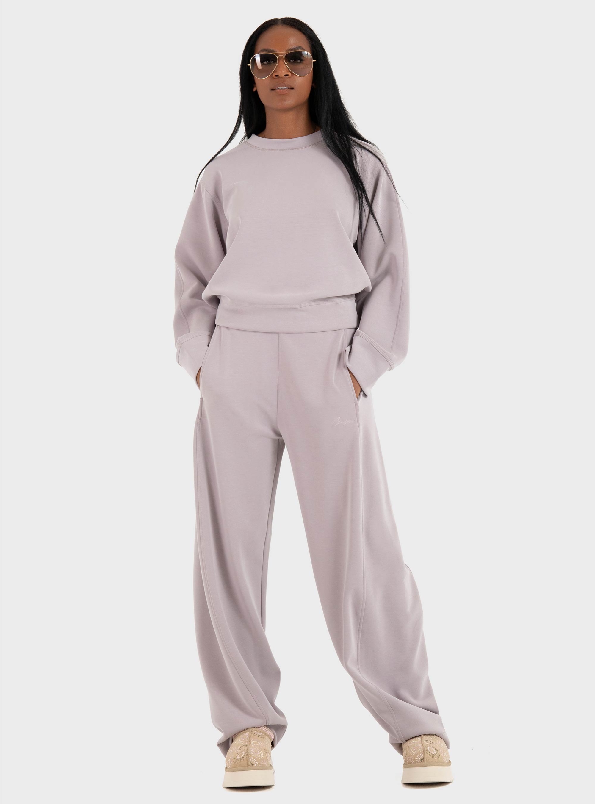 BOSS Relaxed-Fit Sweatshirt With Logo Embroidery  C_Exandra - Lilac