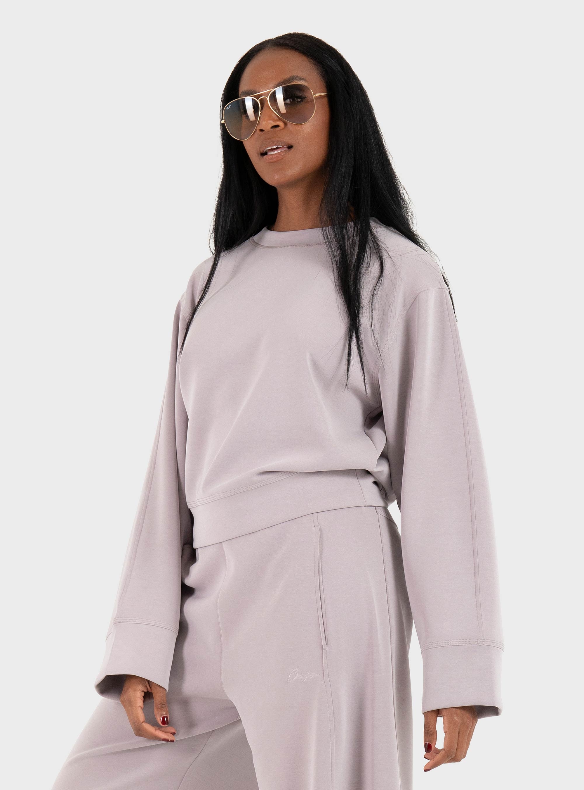 BOSS Relaxed-Fit Sweatshirt With Logo Embroidery  C_Exandra - Lilac
