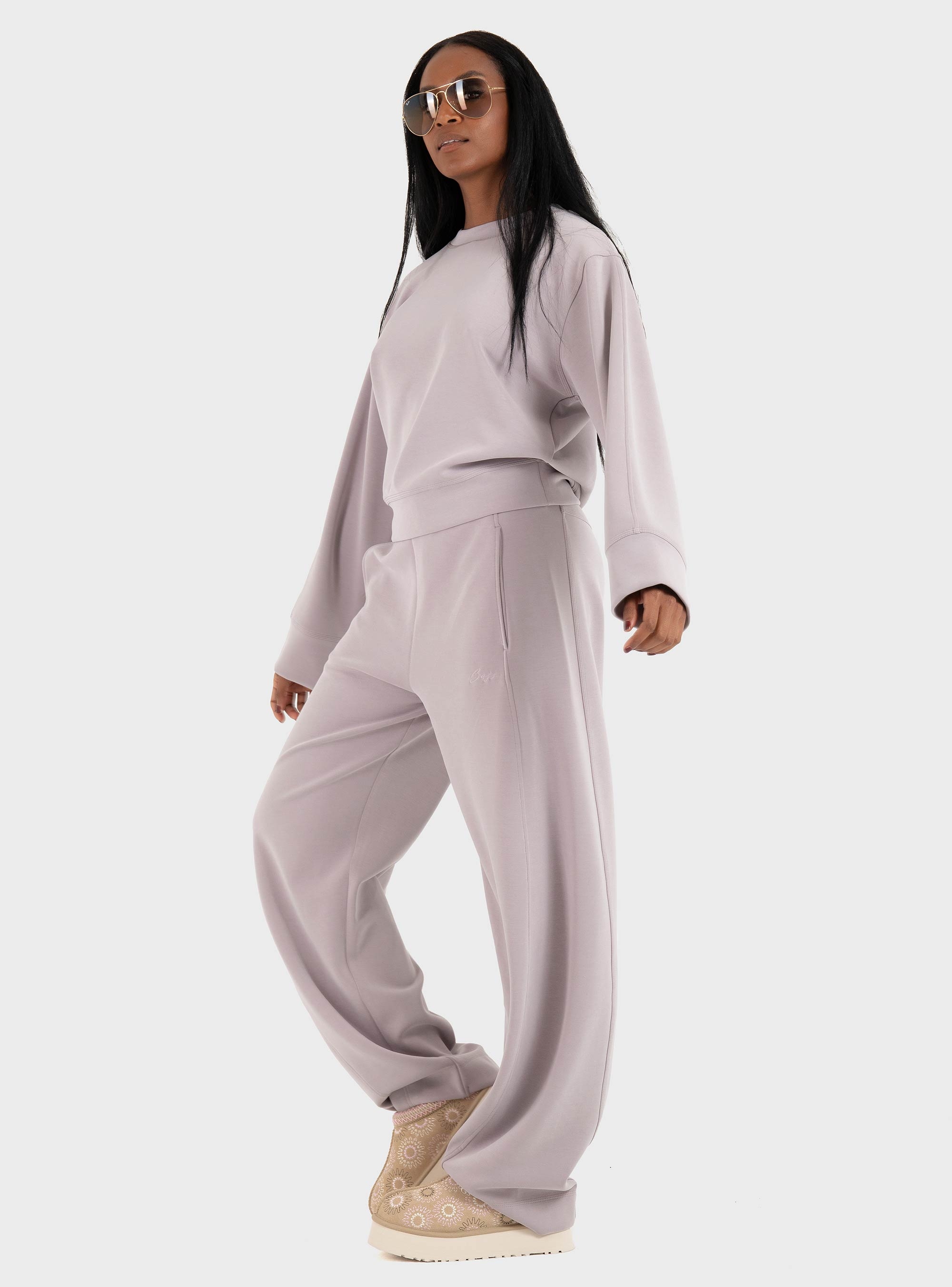 BOSS Relaxed-Fit Sweatshirt With Logo Embroidery  C_Exandra - Lilac