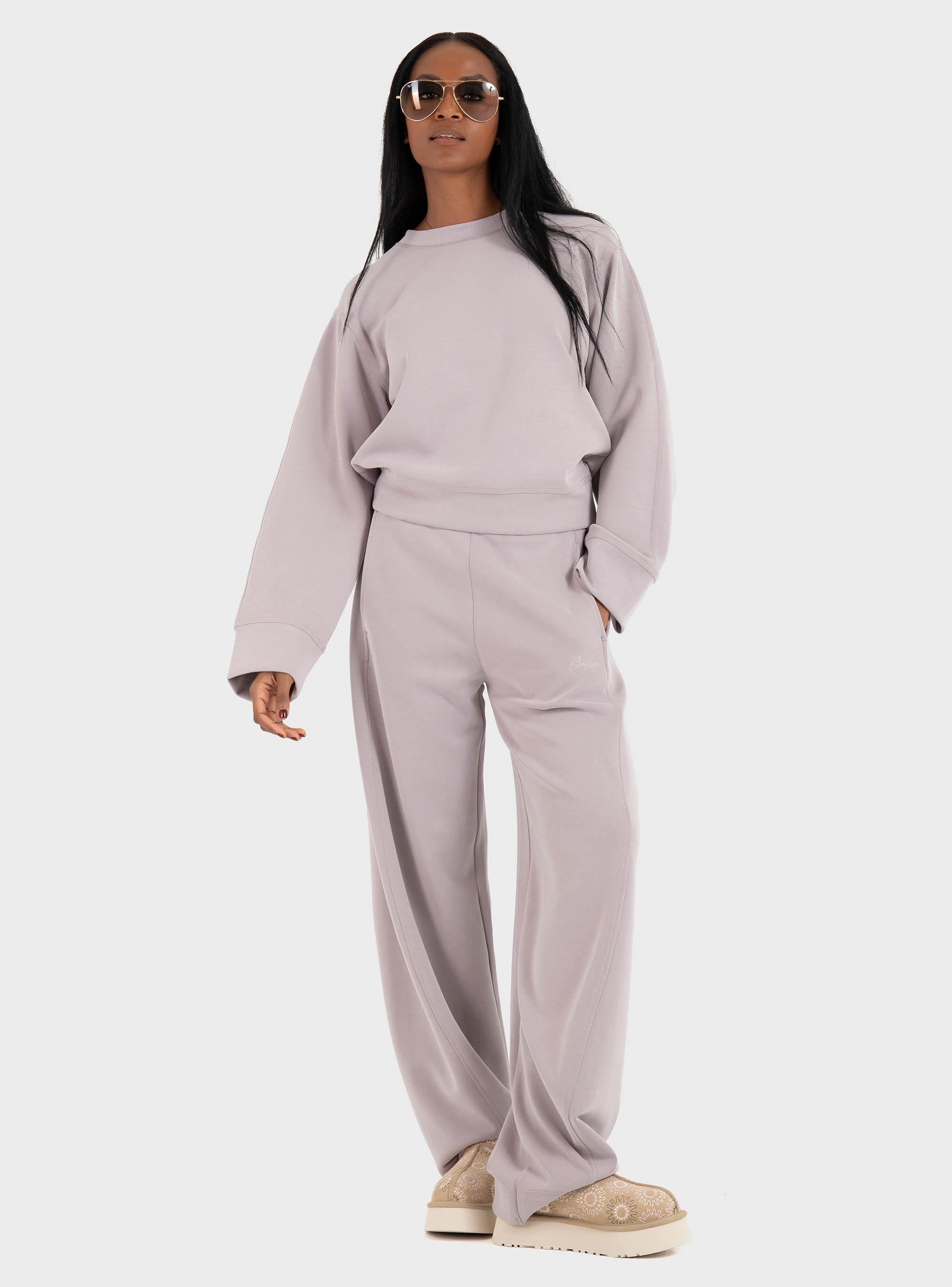 BOSS Relaxed-Fit Sweatshirt With Logo Embroidery  C_Exandra - Lilac