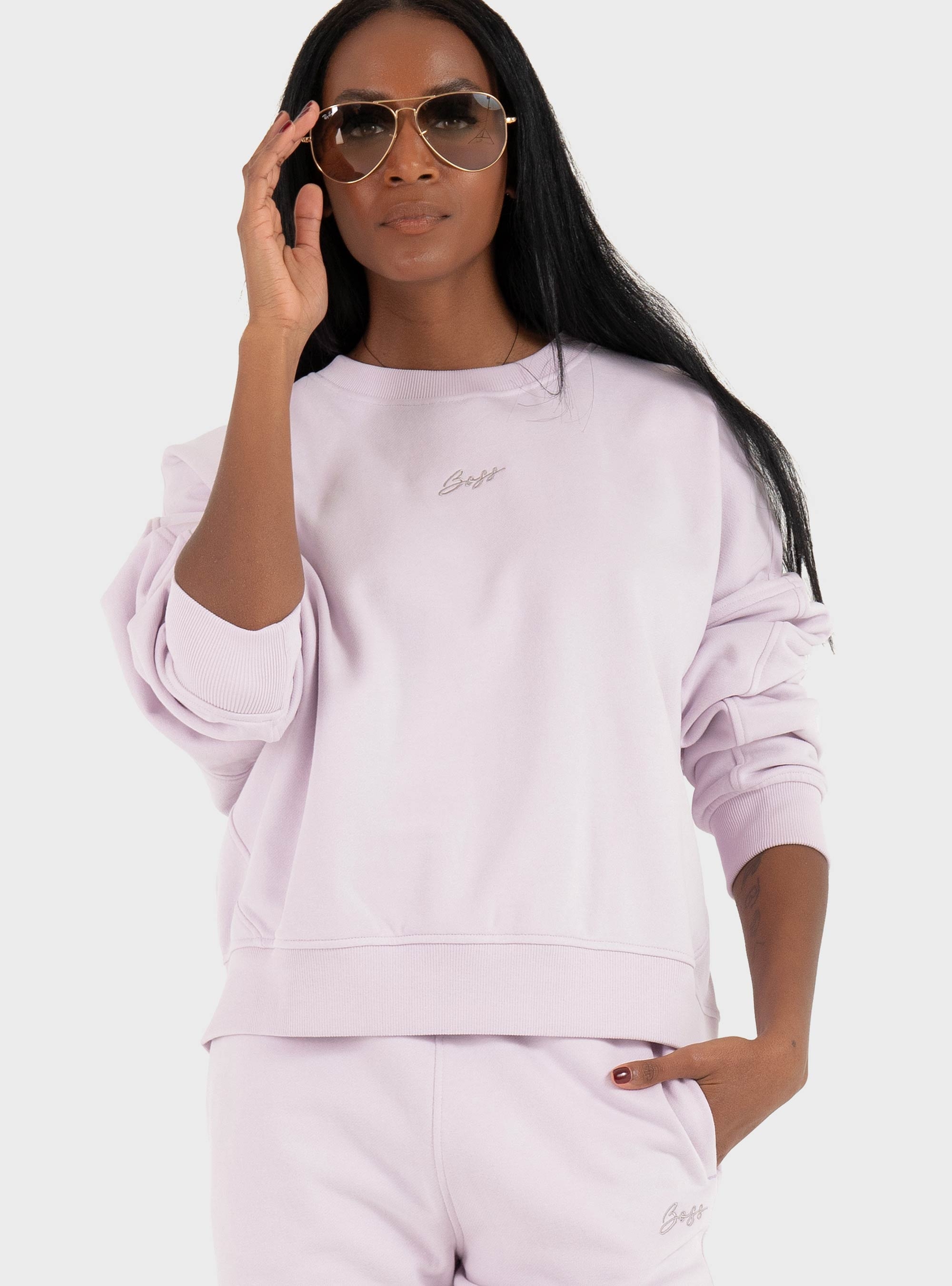 BOSS Cotton-Terry Sweatshirt With Handwritten Logo C_Ever - Lilac