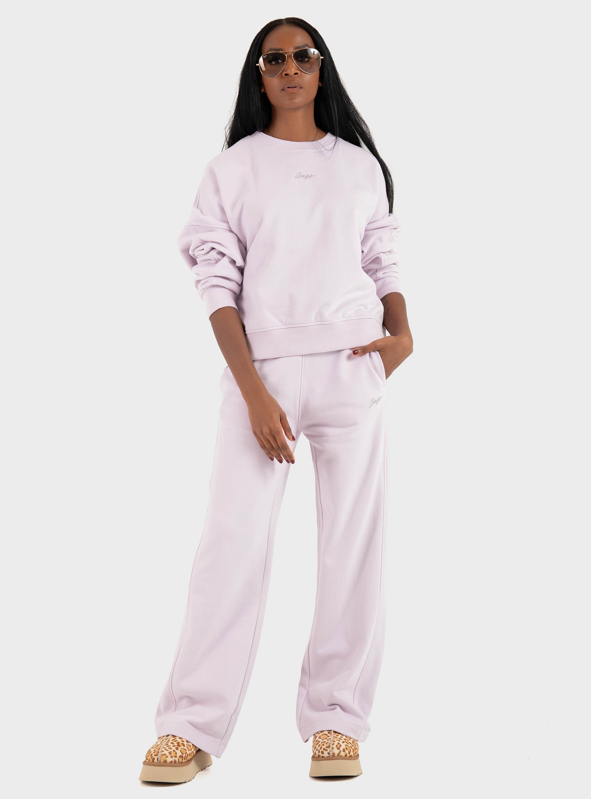 BOSS Cotton-Terry Sweatshirt With Handwritten Logo C_Ever - Lilac