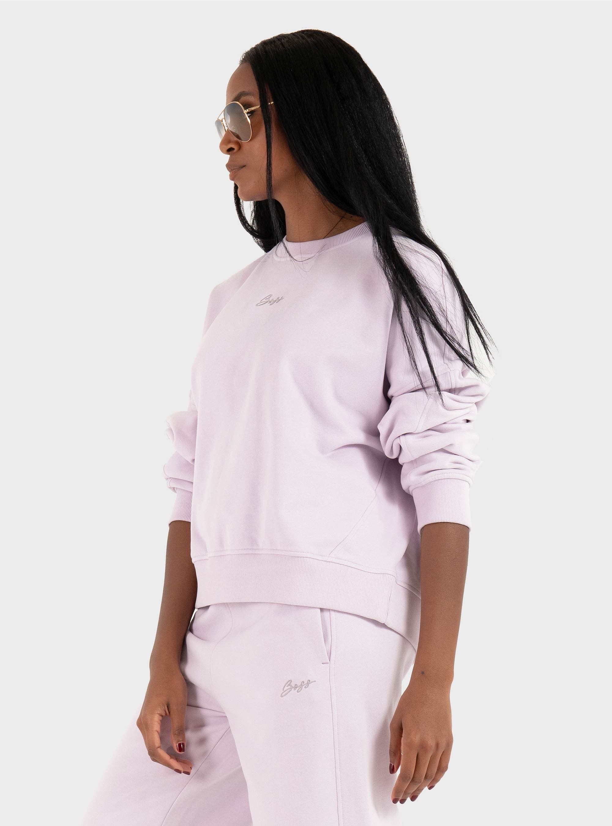 BOSS Cotton-Terry Sweatshirt With Handwritten Logo C_Ever - Lilac