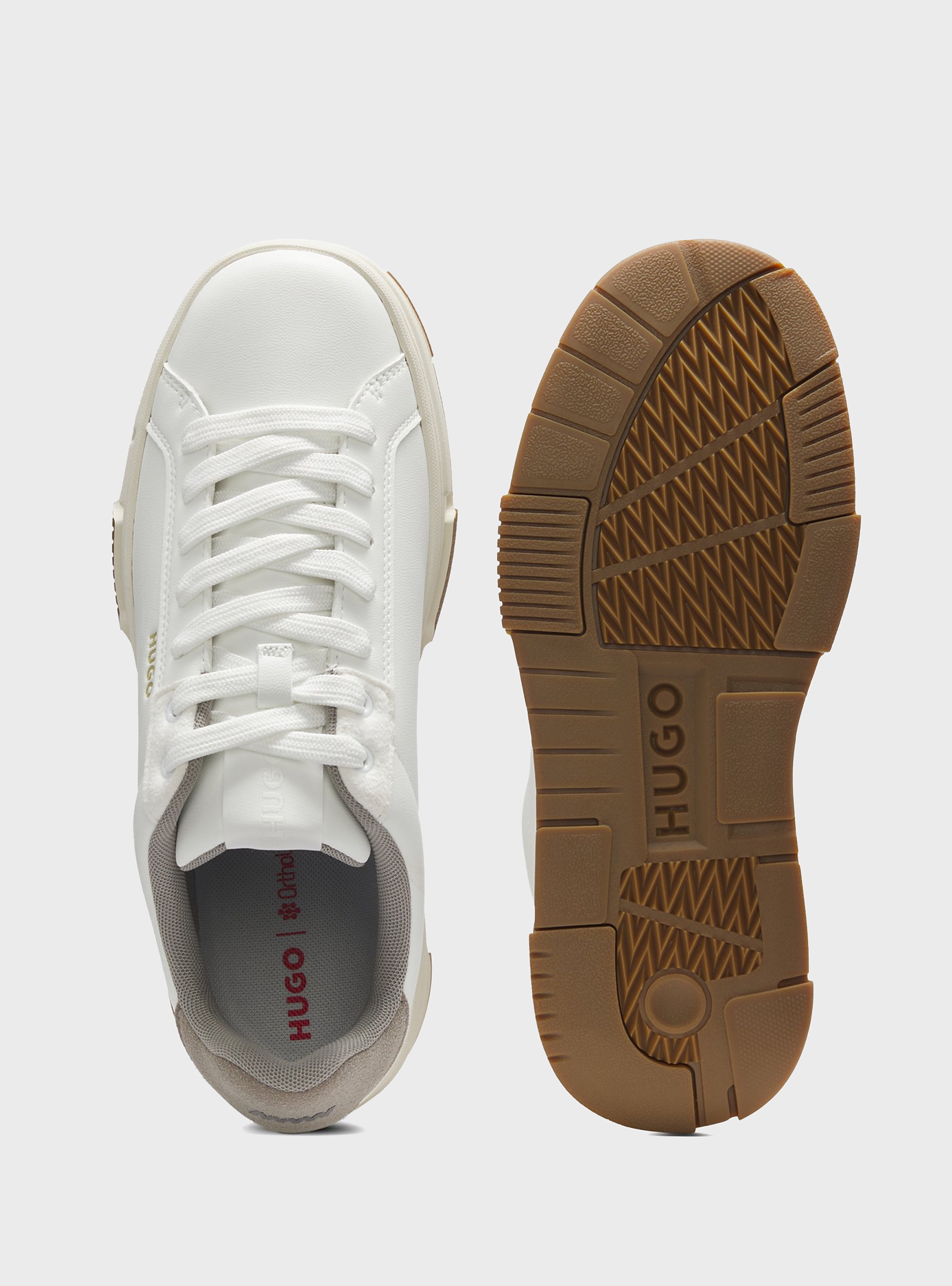 HUGO Trainers In Faux Leather With Zigzag Accents  Yarrow_tenn_mfpu - Off White
