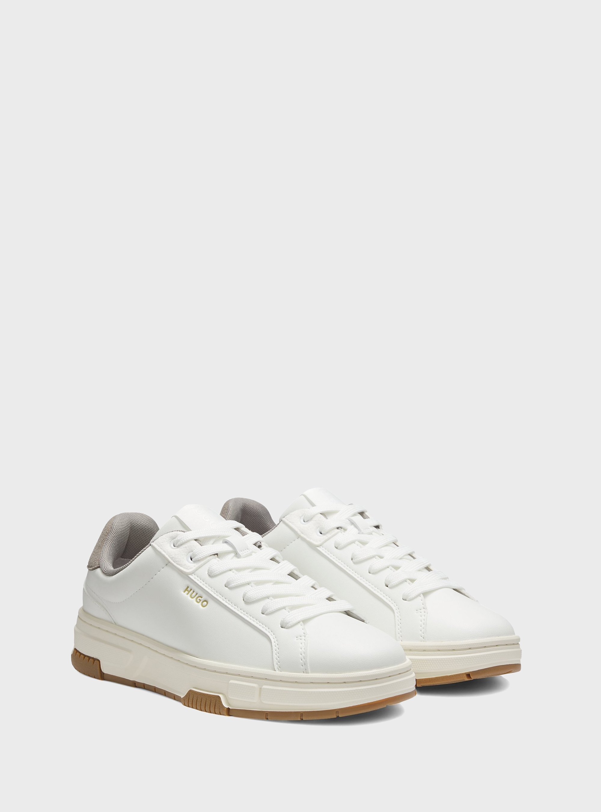 HUGO Trainers In Faux Leather With Zigzag Accents  Yarrow_tenn_mfpu - Off White