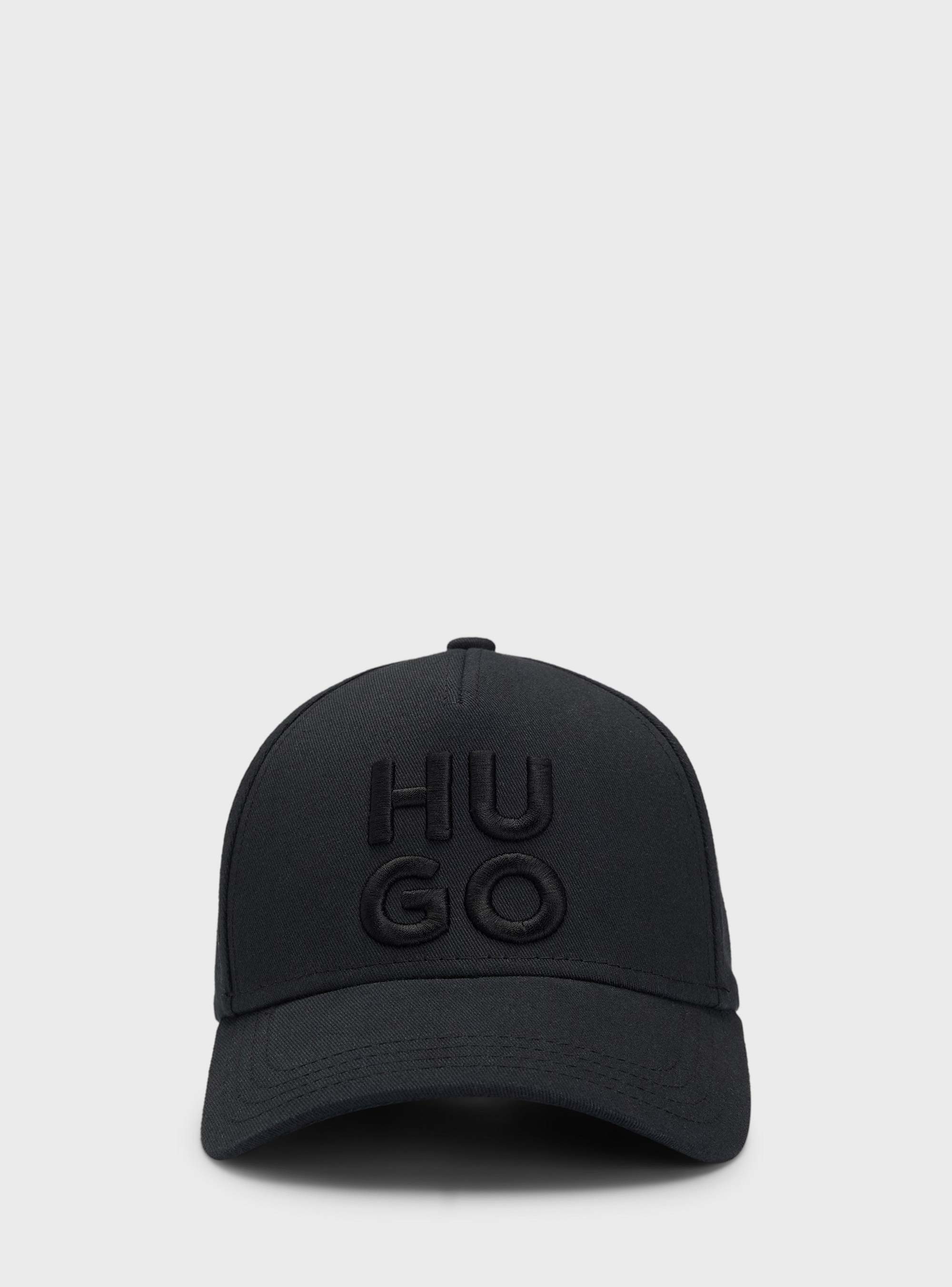 HUGO Cotton-Twill Cap With Embroidered Stacked Logo  Jude-Stacked - Black