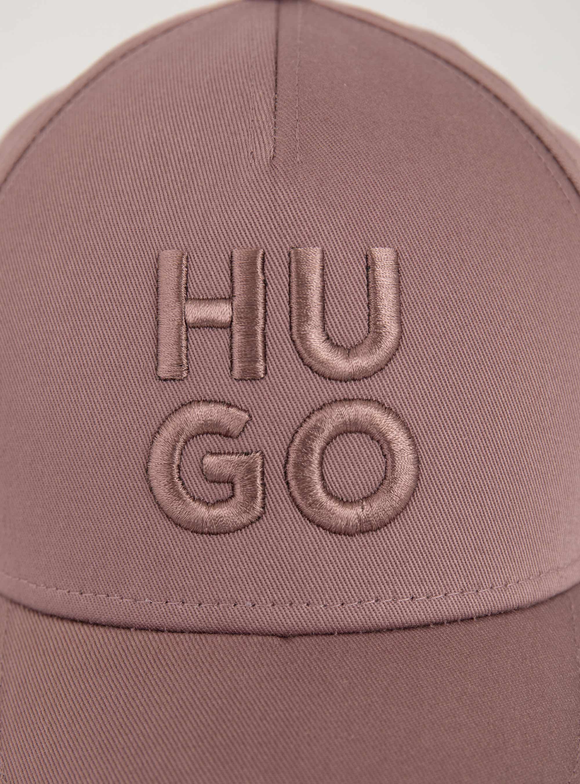 HUGO Cotton-Twill Cap With Embroidered Stacked Logo  Jude-Stacked - Light Bordeaux