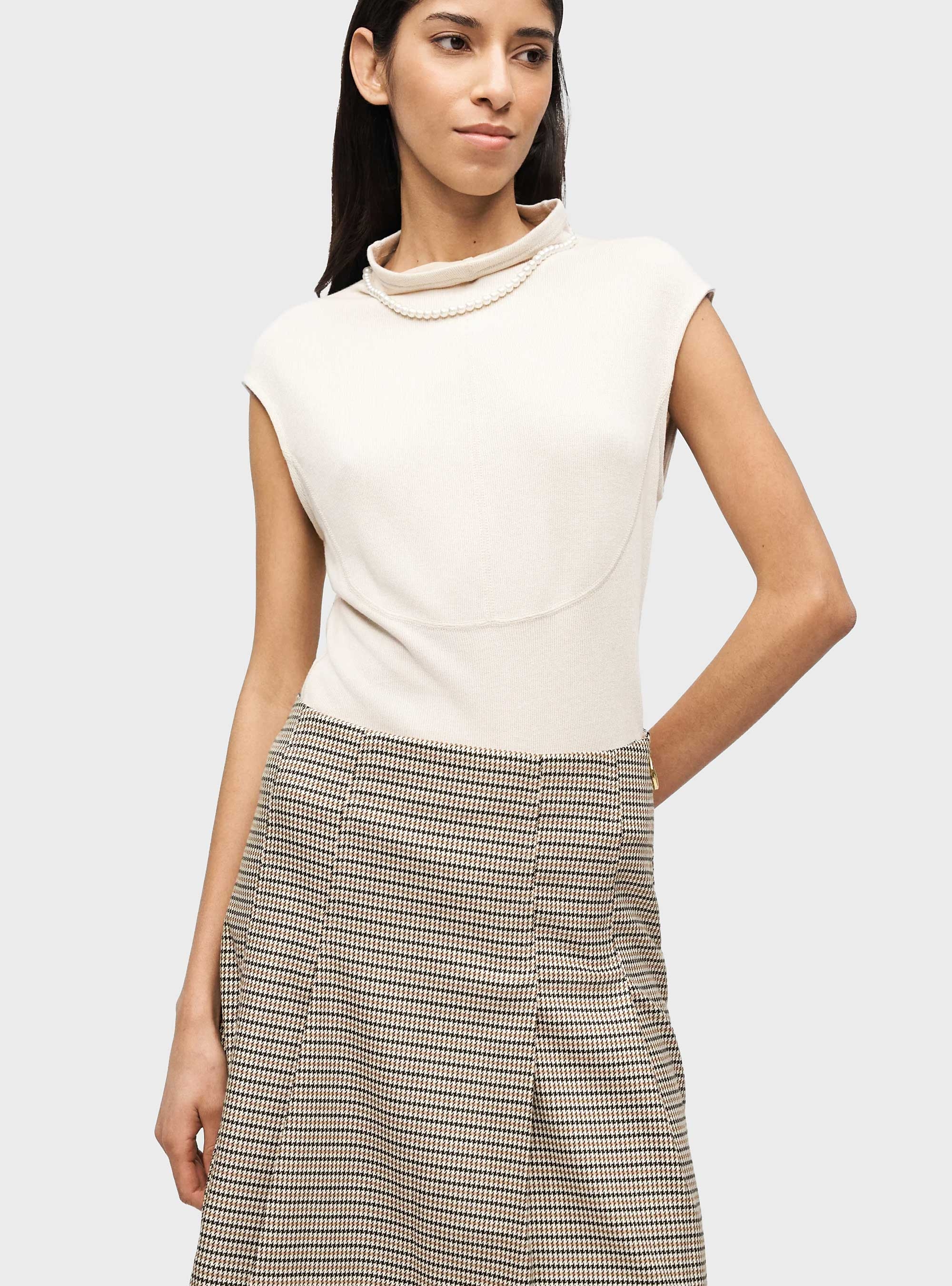 HUGO Checked Skirt Roballo-1 - Beige