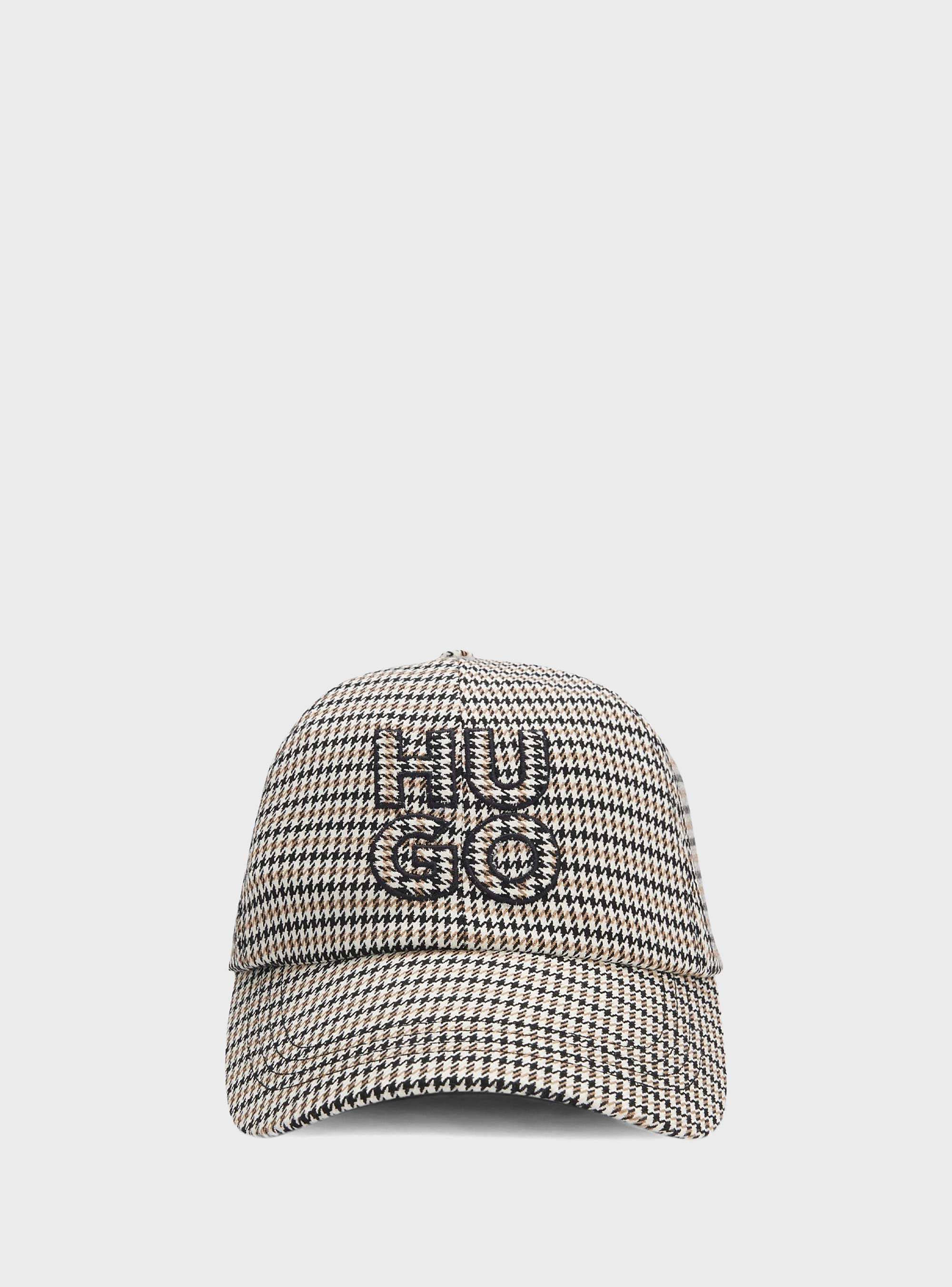 HUGO Houndstooth Cap With Stacked Logo  Ally-HS - Beige
