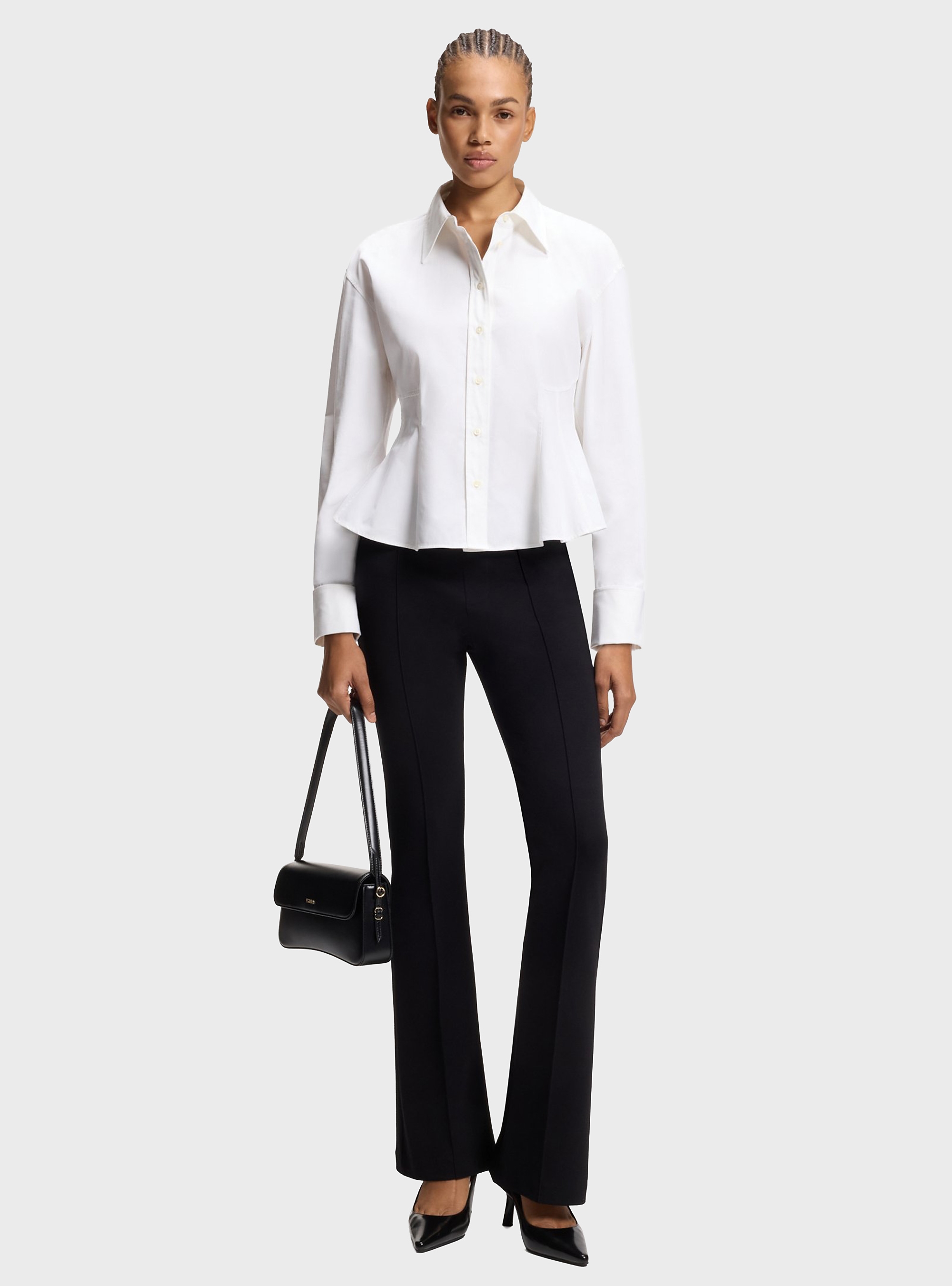 HUGO Relaxed-Fit Shirt With Peplum Hem  Emperor - White