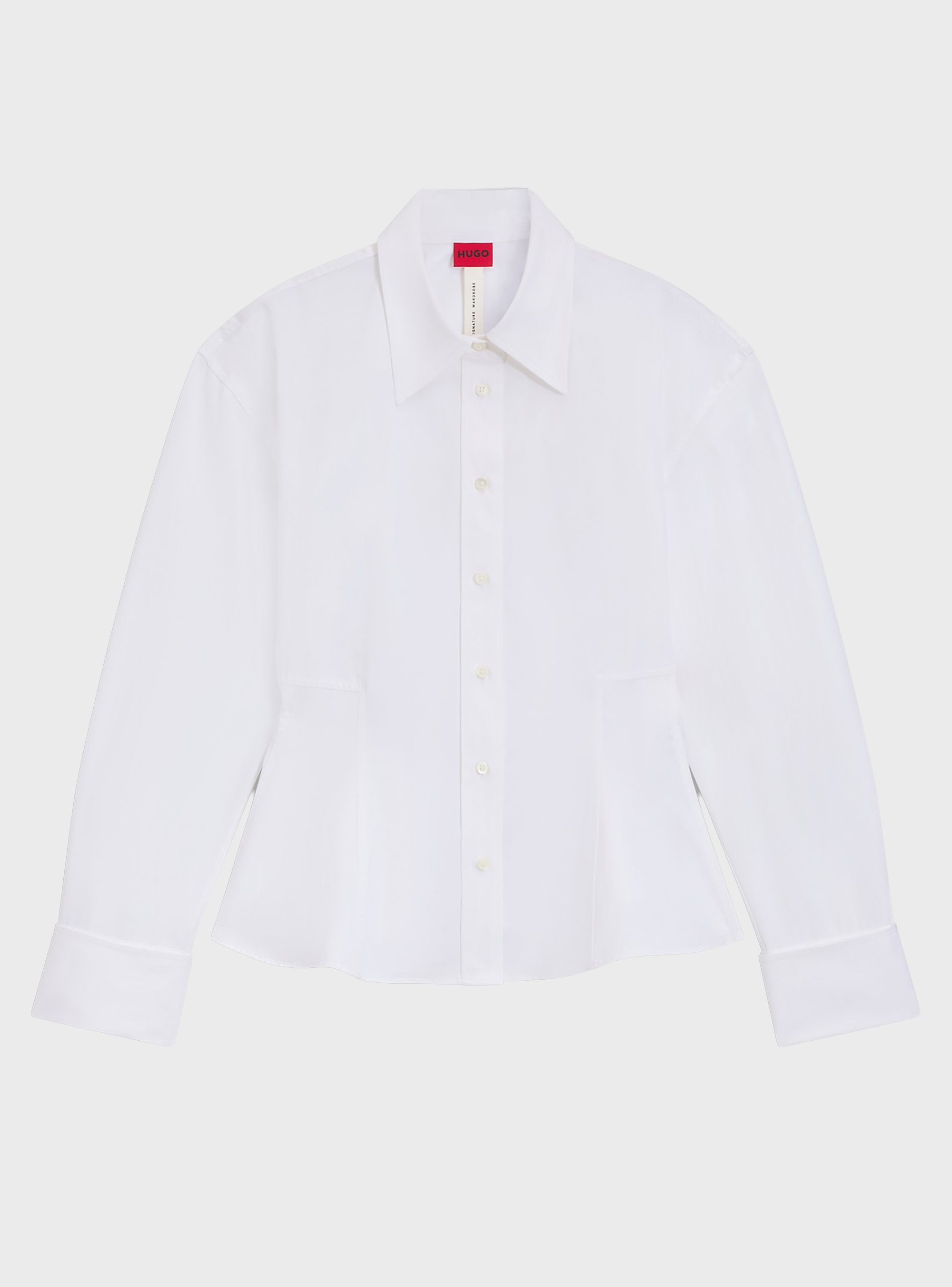 HUGO Relaxed-Fit Shirt With Peplum Hem  Emperor - White