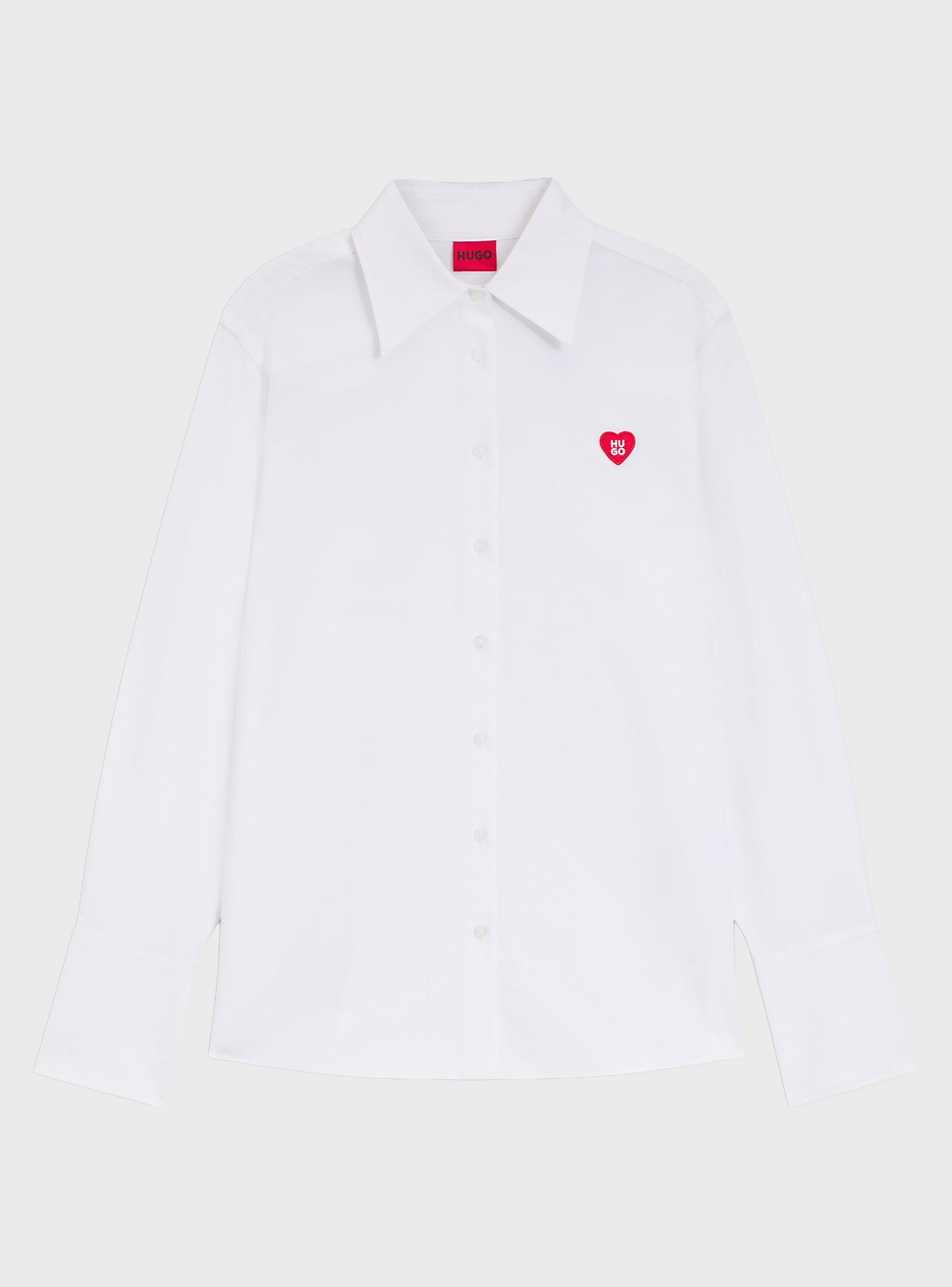 HUGO Relaxed-Fit Shirt In Oxford Cotton With Heart Logo  Erselia - White